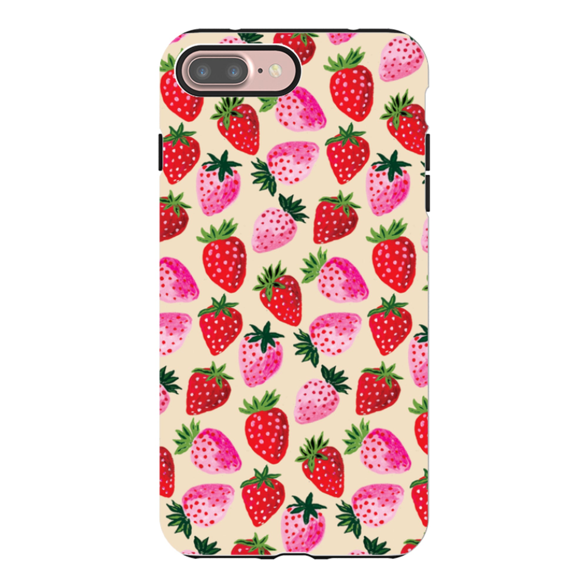 iPhone Tough Case - Strawberry Scatter Cream By Emma Frances Grant