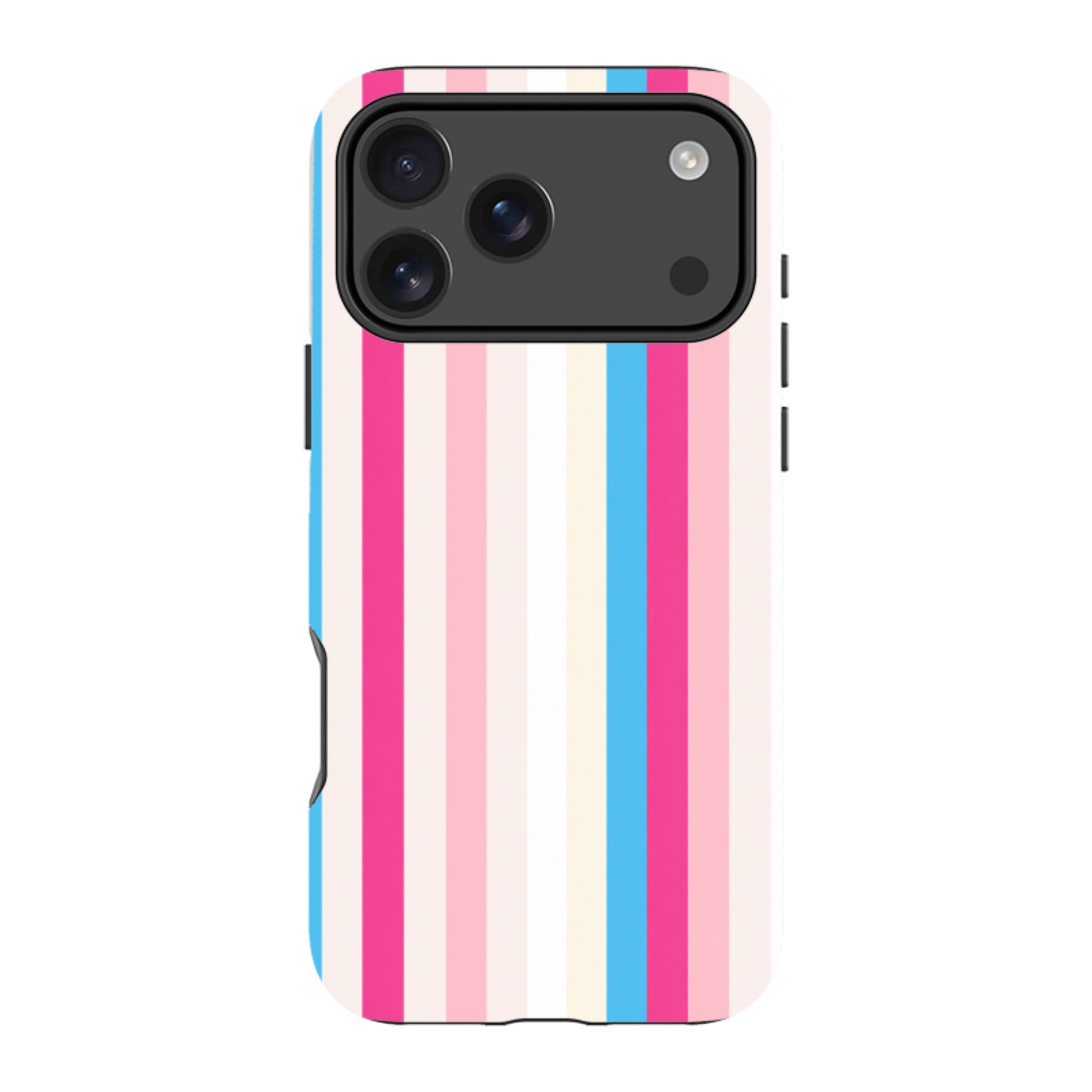 iPhone MagSafe Tough Case - Pink, Blue & Cream Stripe
