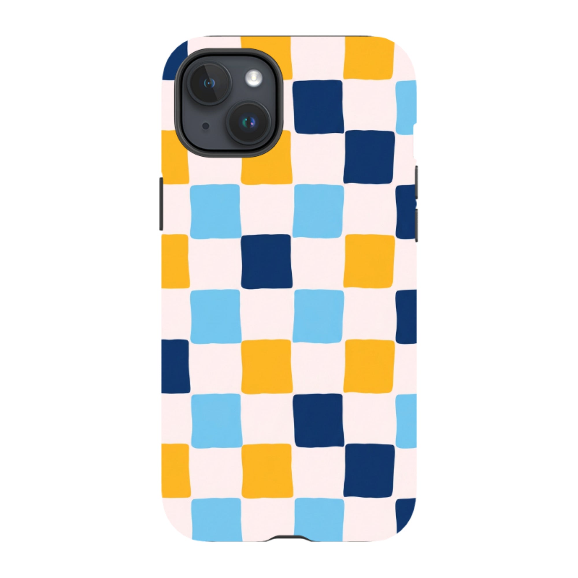 iPhone Tough Case - Blue & Yellow Checkerboard