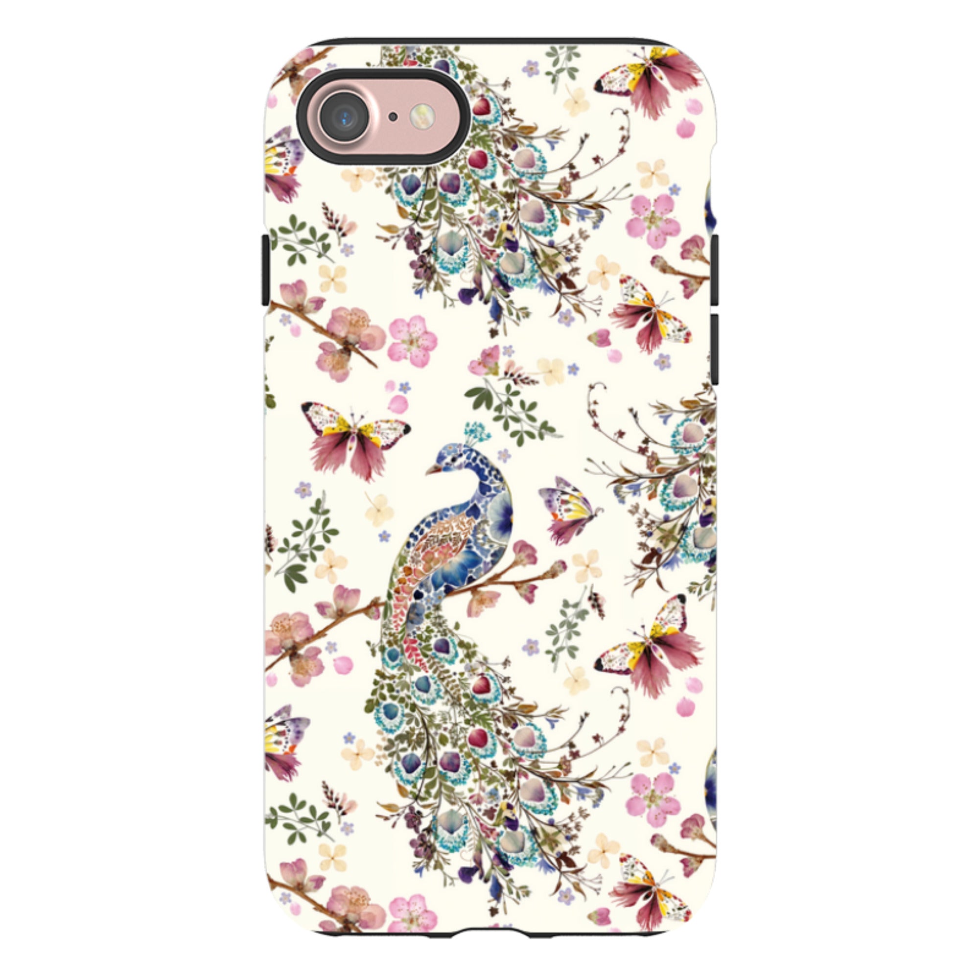 iPhone Tough Case - Peacock and Cherry Blossoms By Helen Ahpornsiri