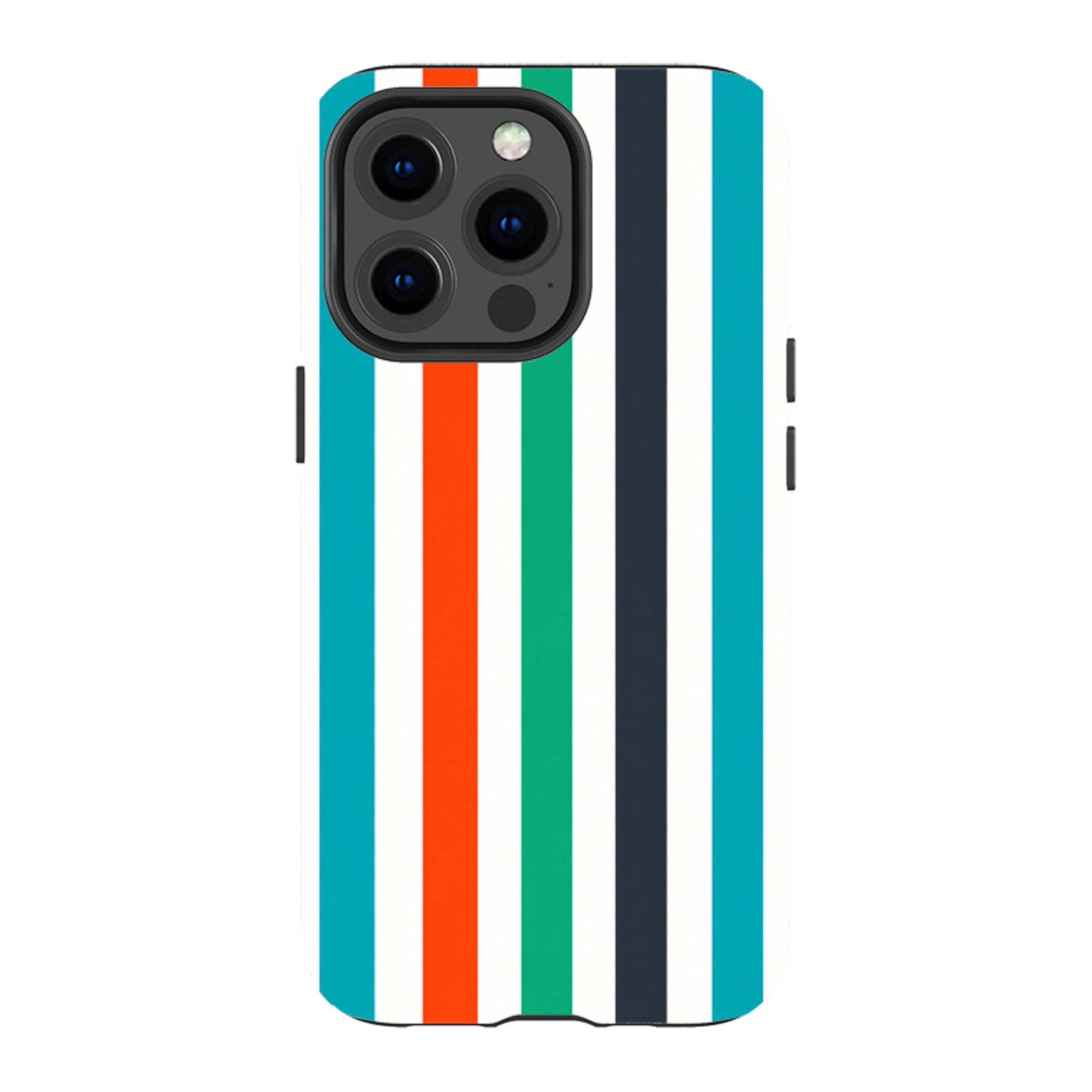 iPhone MagSafe Tough Case - Orange & Teal Stripe