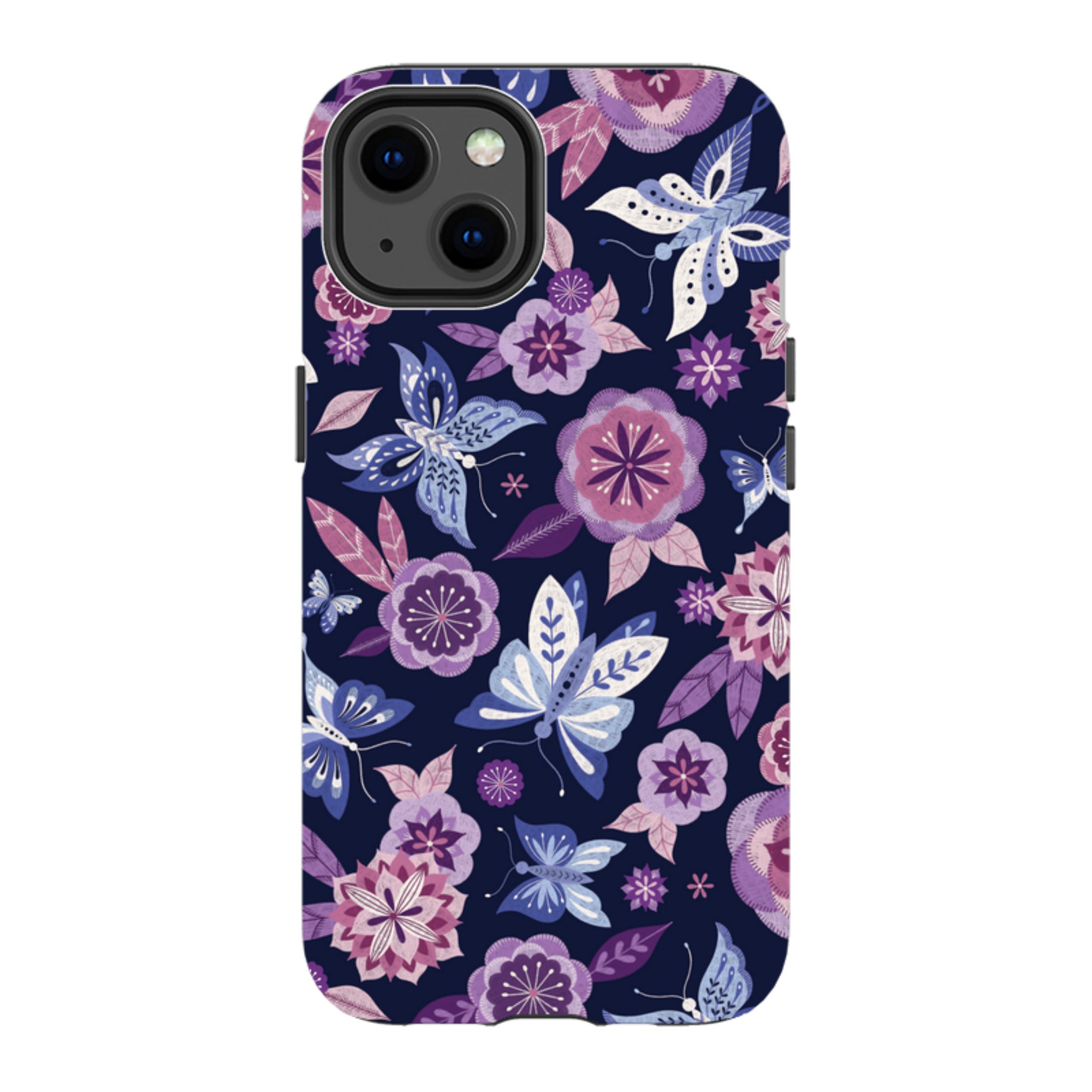 iPhone Tough Case - Butterfly Blooms Navy By Jenny Zemanek