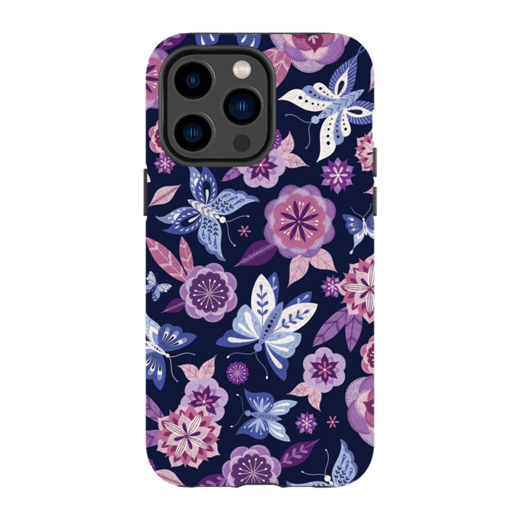 iPhone Tough Case - Butterfly Blooms Navy By Jenny Zemanek