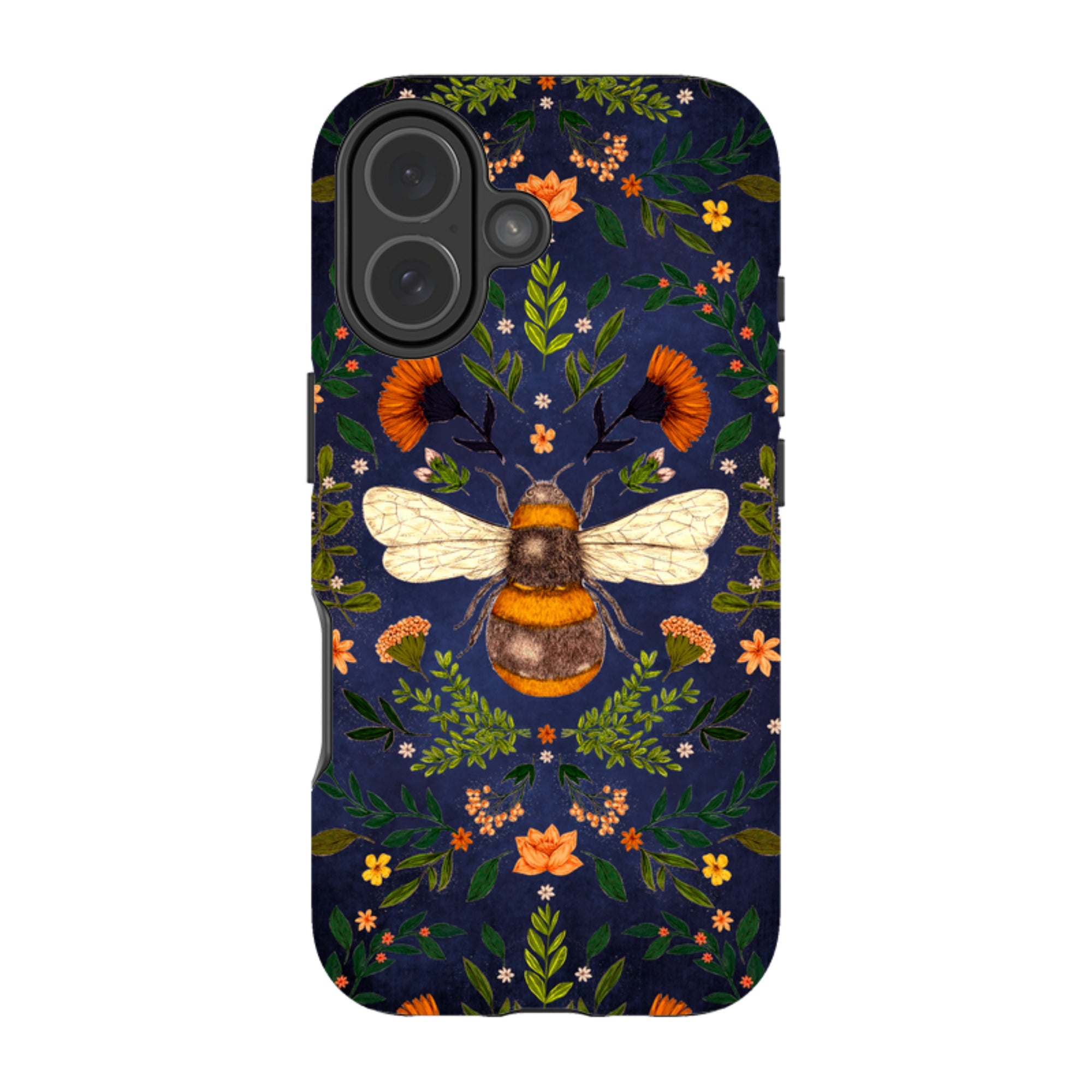 iPhone Tough Case - Botanical Bee Blue By Jade Mosinski