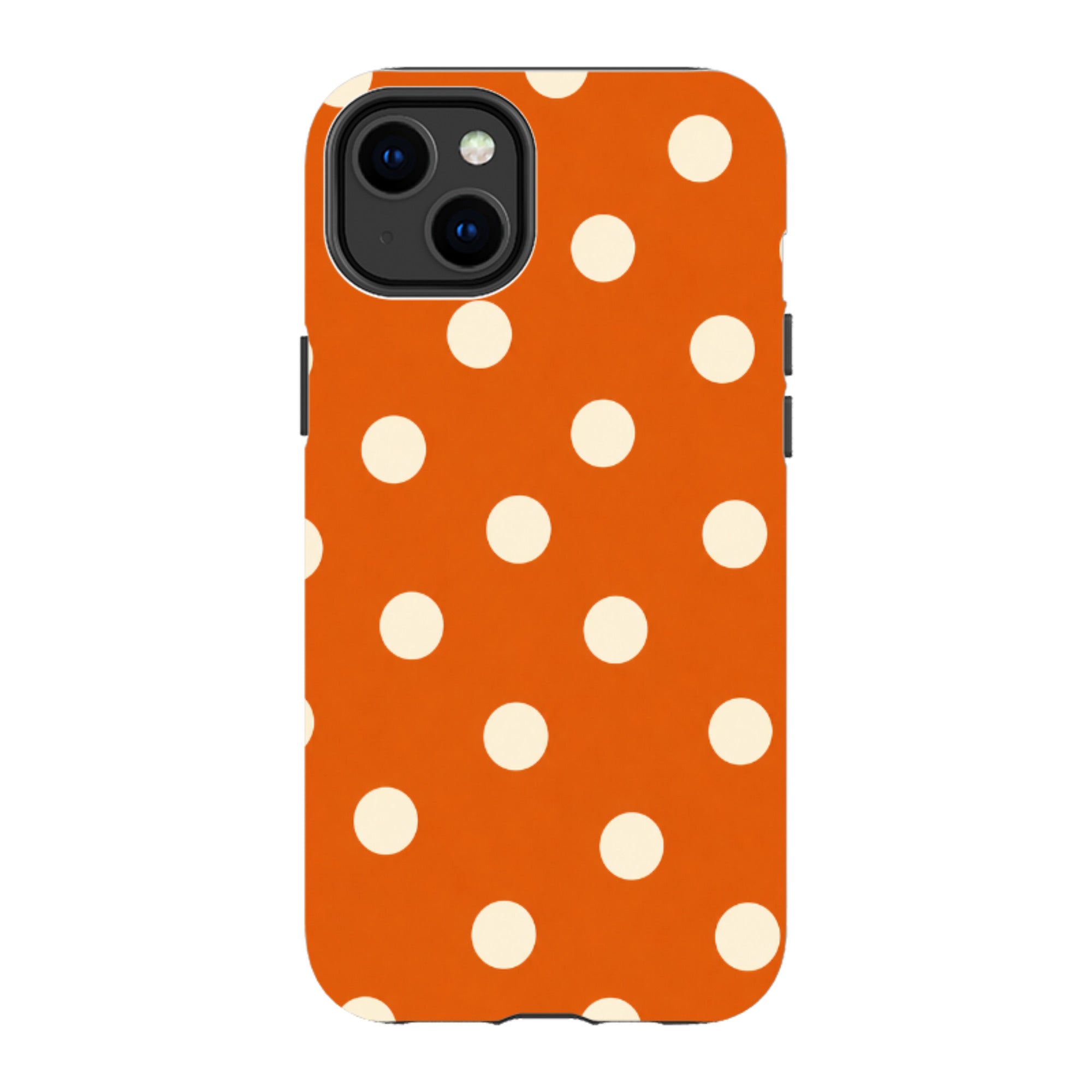 iPhone Tough Case - Orange & Cream Polka Dot