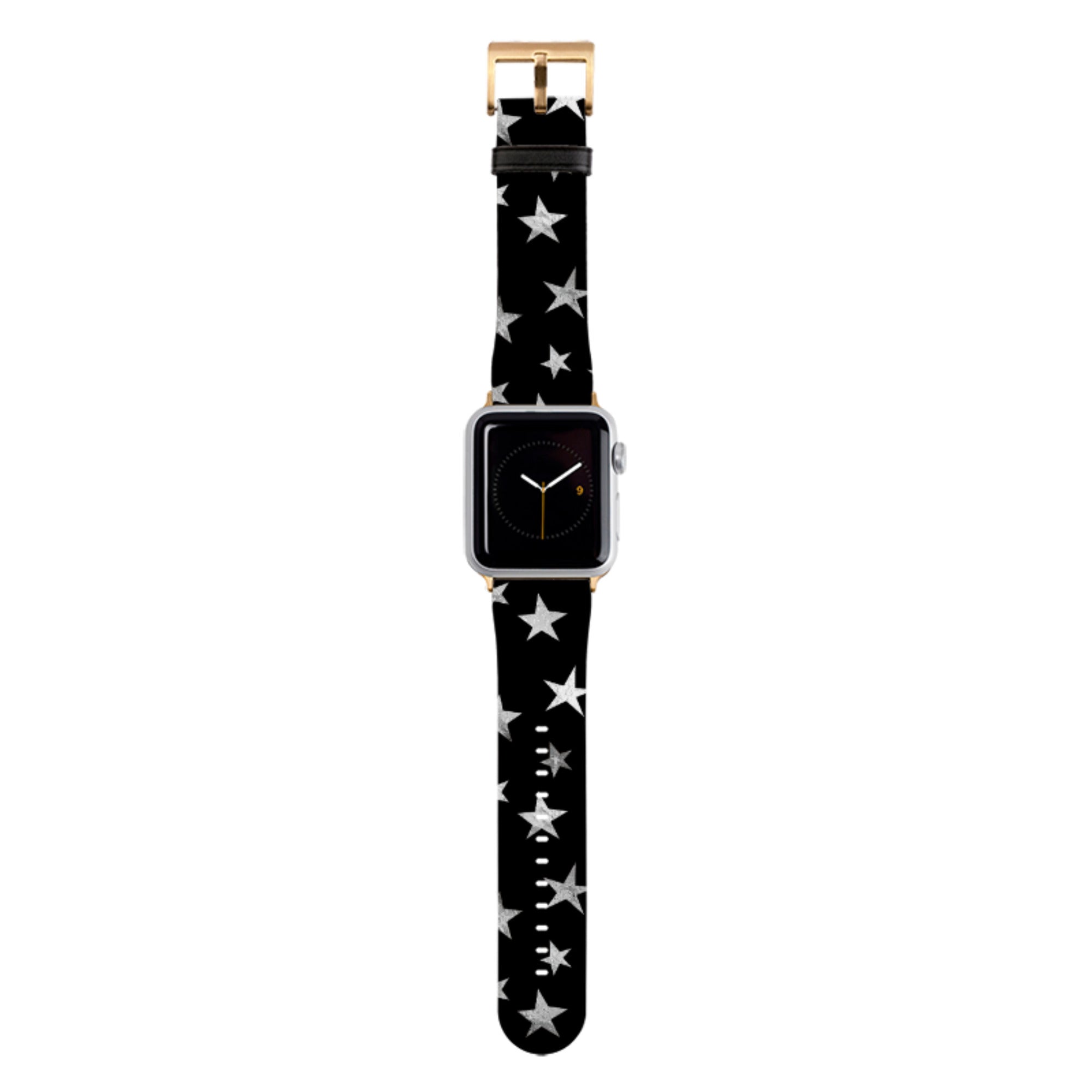 Black and Silver Stars Apple Watch Strap