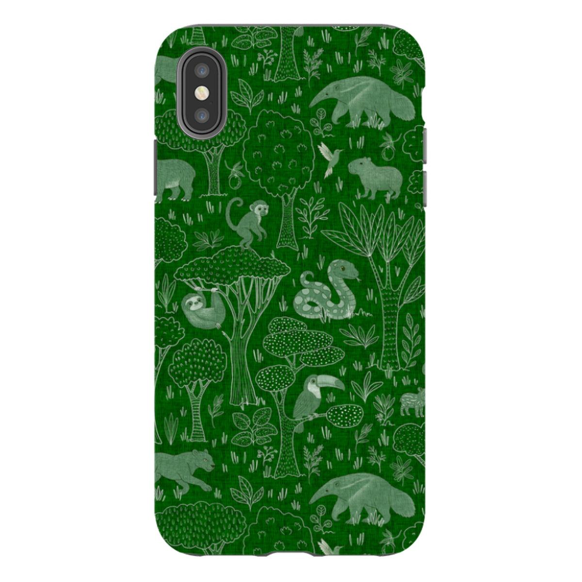 iPhone Tough Case - Tropical Jungle Animals green By Katherine Quinn