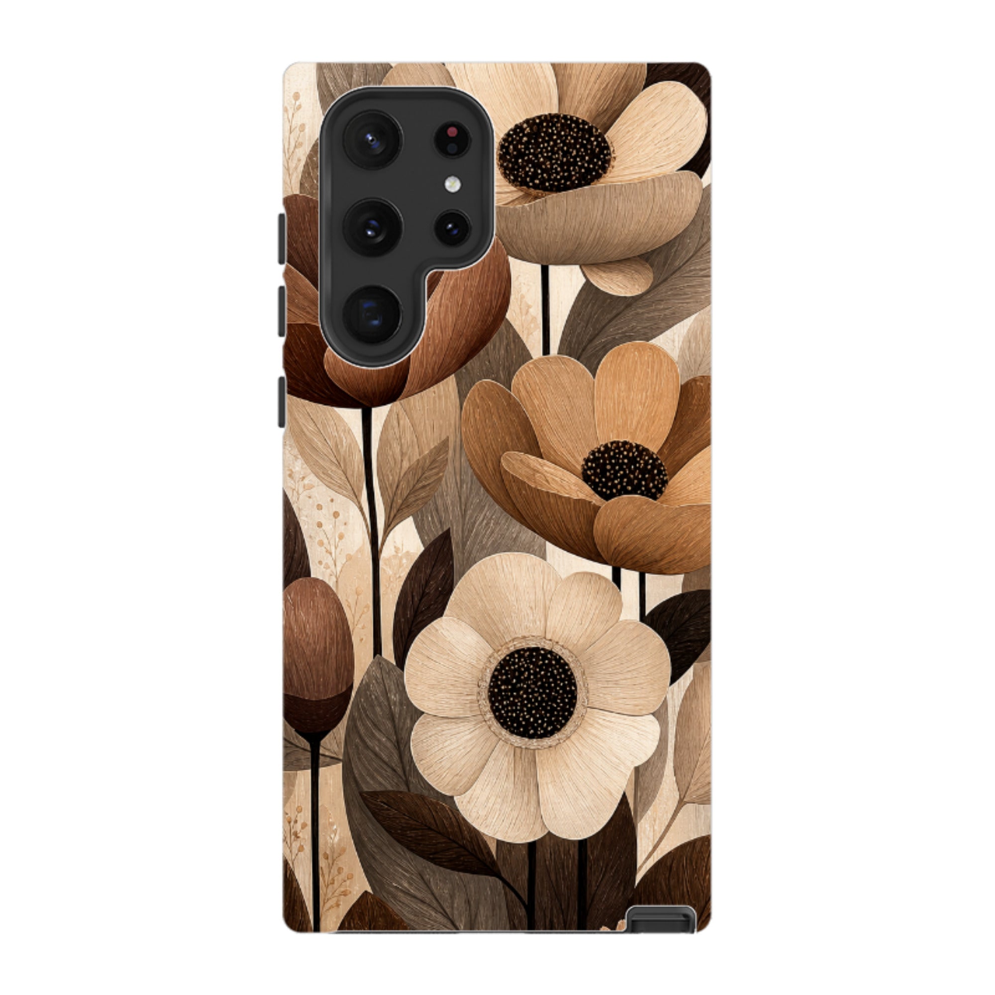 Samsung Tough Case - Chocolate Woodgrain Floral