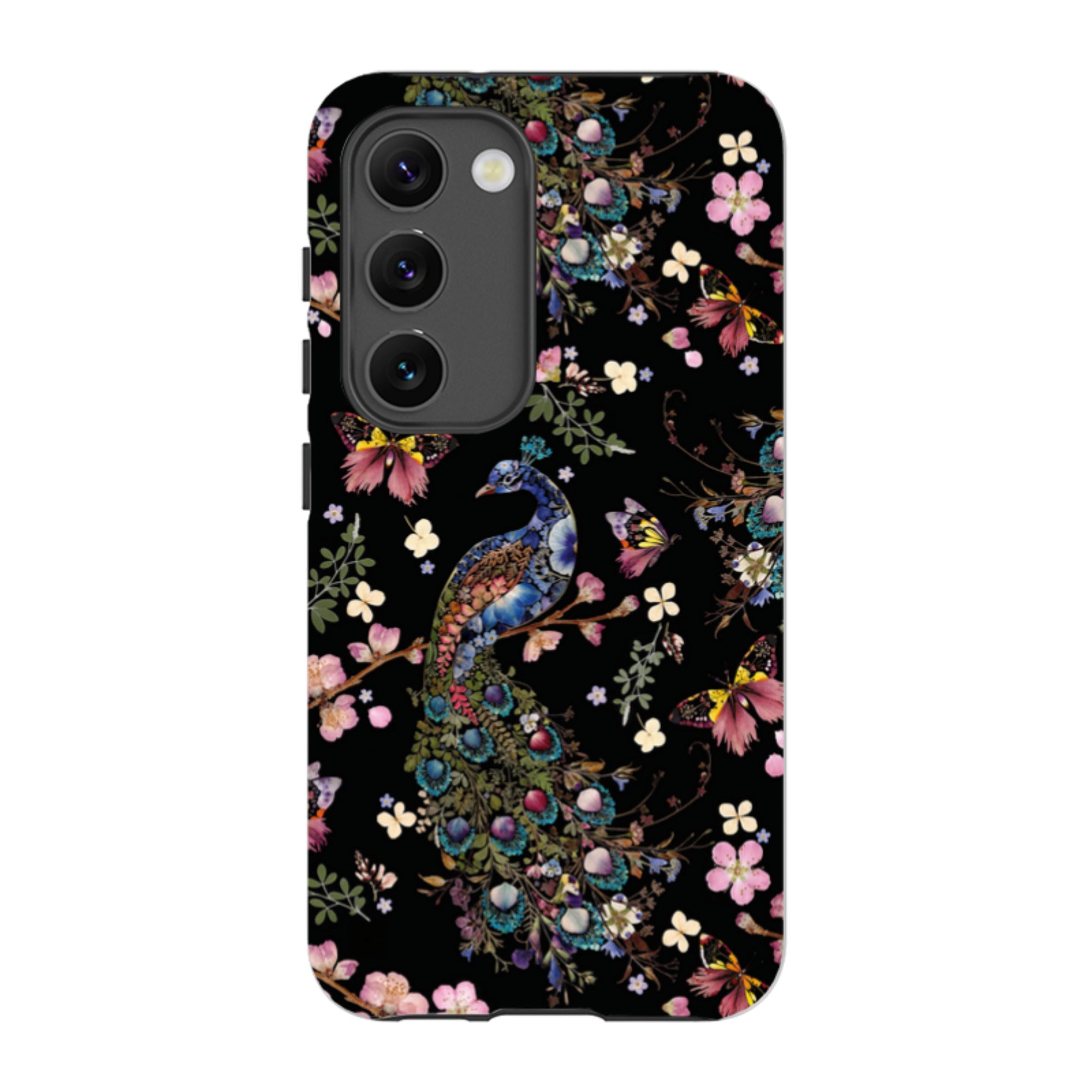 Samsung Tough Case - Peacock and Cherry Blossoms Dark By Helen Ahpornsiri