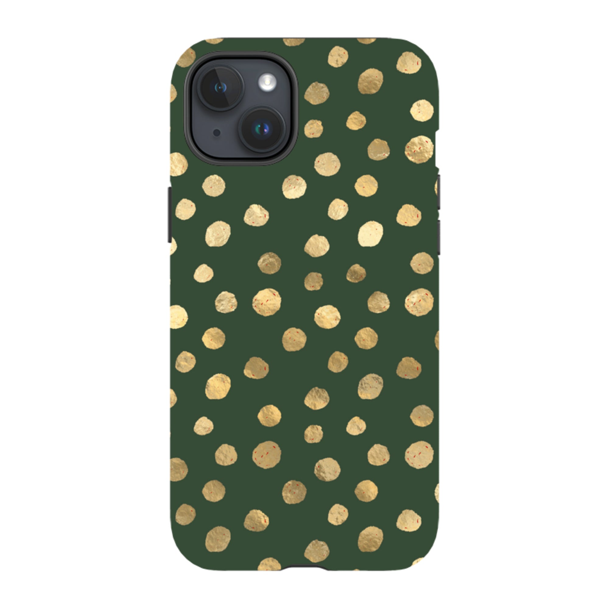 iPhone Tough Case - Green and Gold Dots