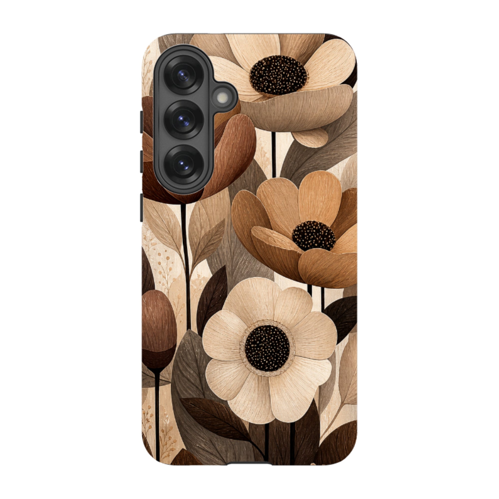 Samsung Tough Case - Chocolate Woodgrain Floral