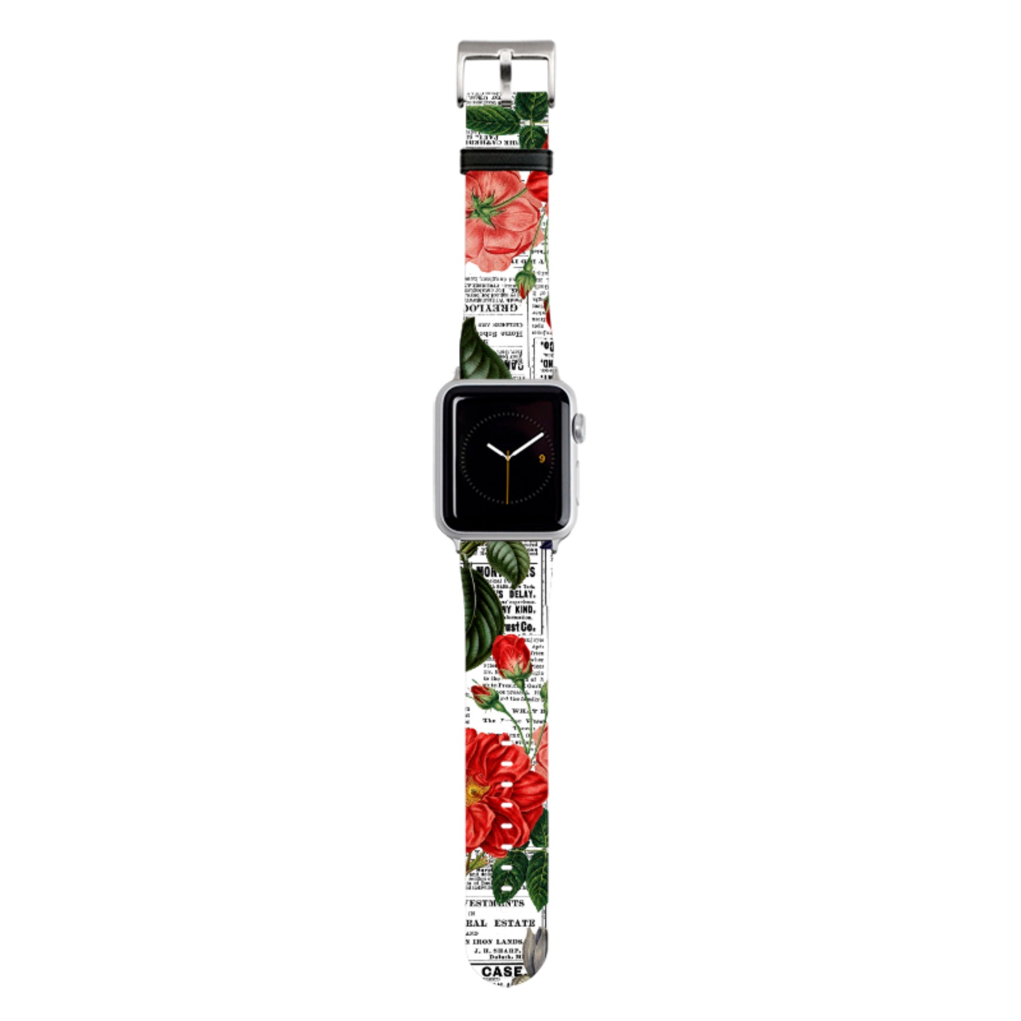 Floral Newsprint Apple Watch Strap