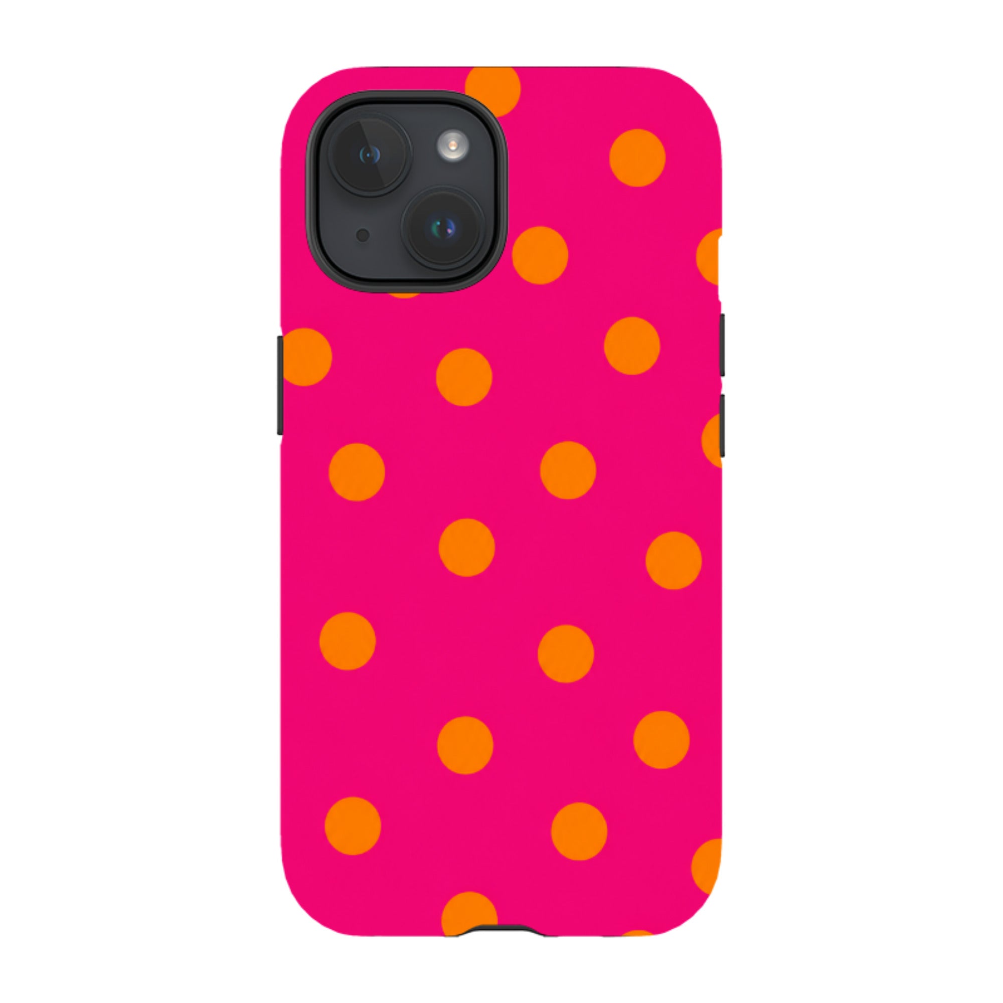 iPhone Tough Case - Hot Pink & Orange Polka Dot