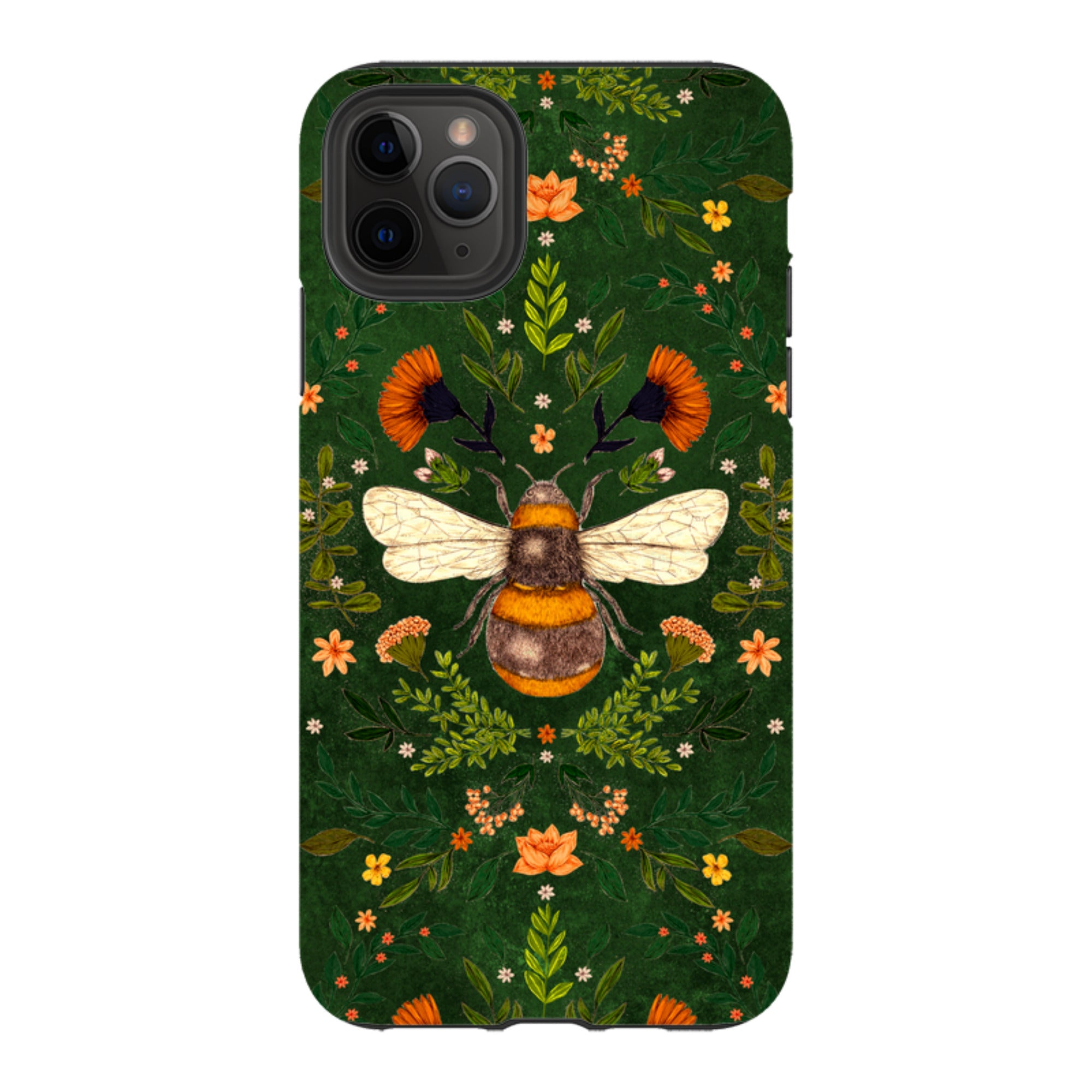 iPhone Tough Case - Botanical Bee Green By Jade Mosinski