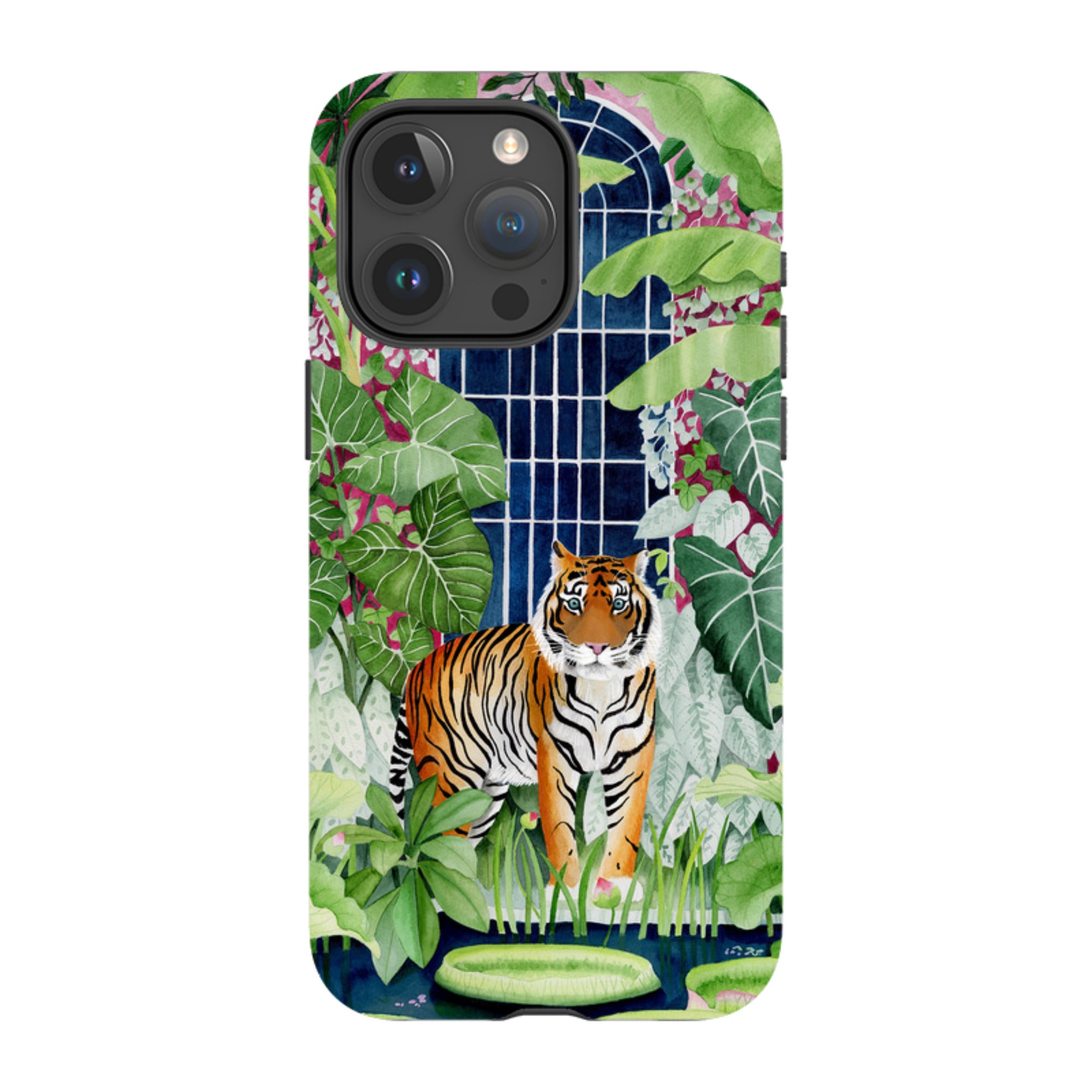 iPhone MagSafe Tough Case - Green House Tiger By Bex Parkin