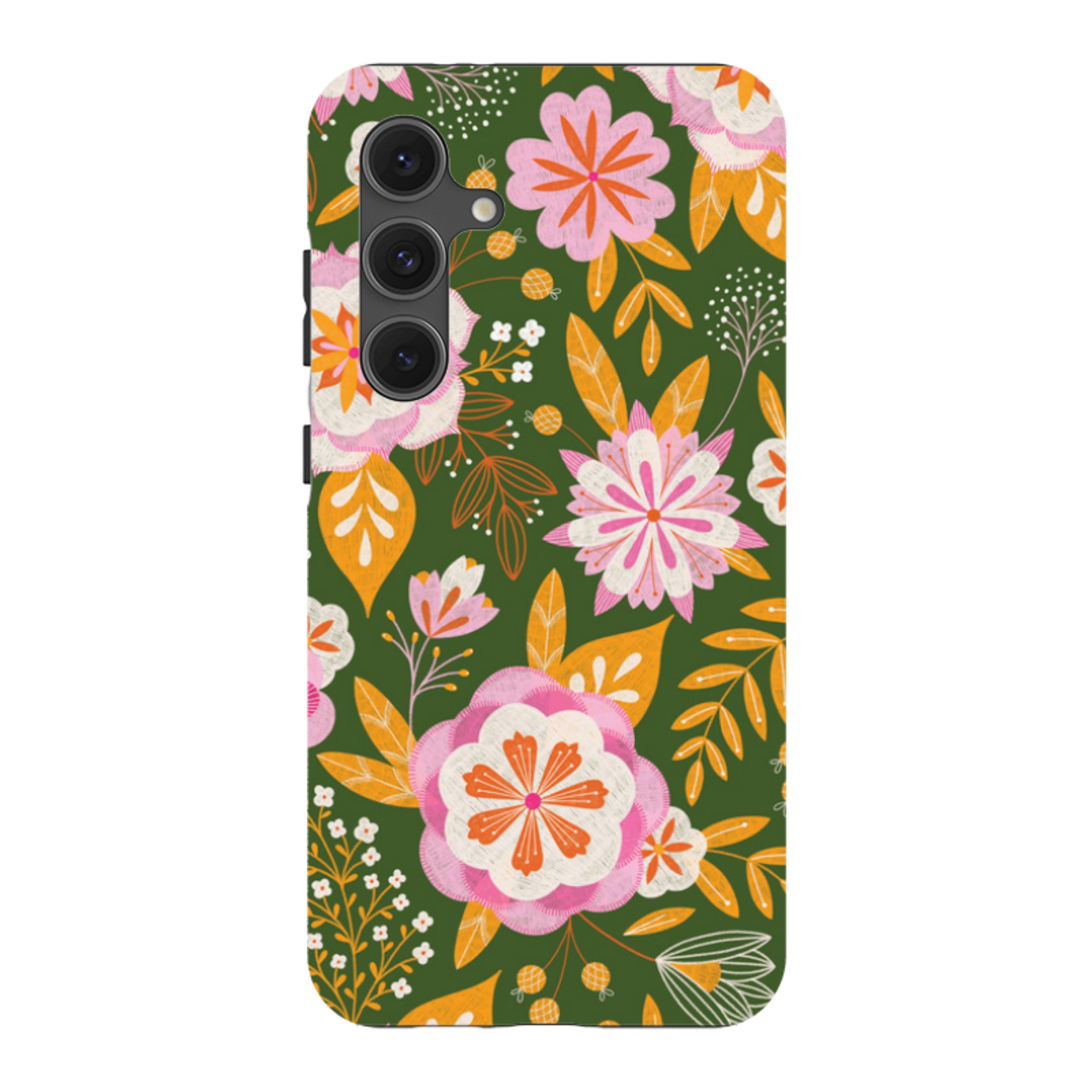 Samsung Tough Case - Big Bold Blooms Green By Jenny Zemanek