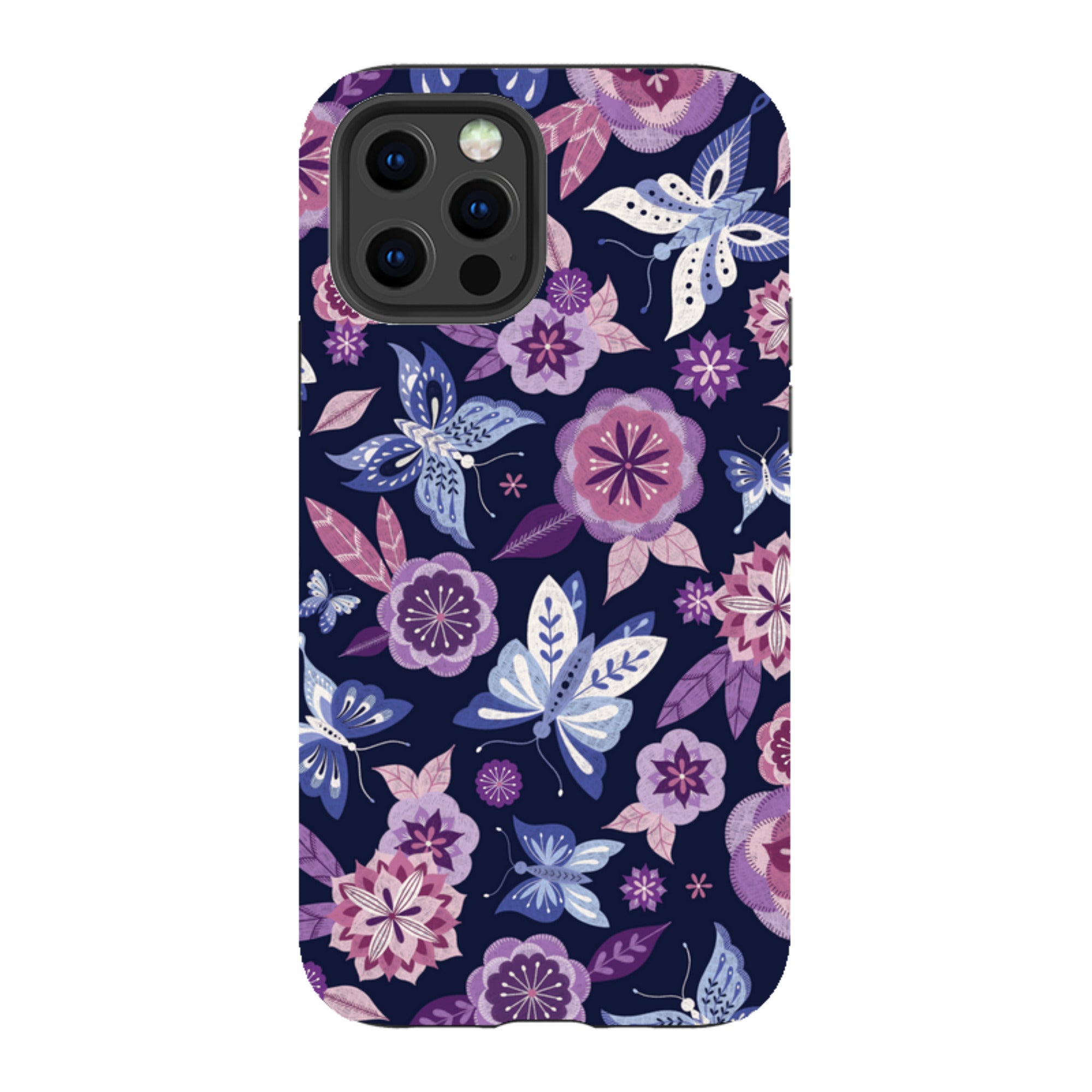 iPhone Tough Case - Butterfly Blooms Navy By Jenny Zemanek