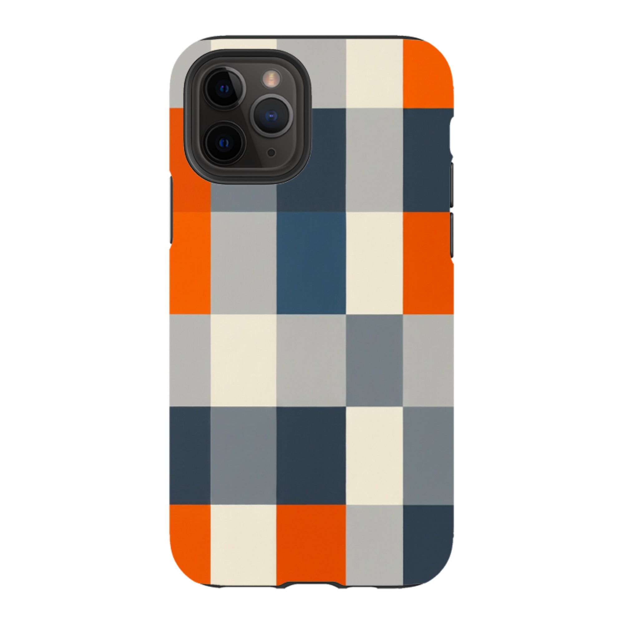 iPhone Tough Case - Navy Blue & Orange Plaid