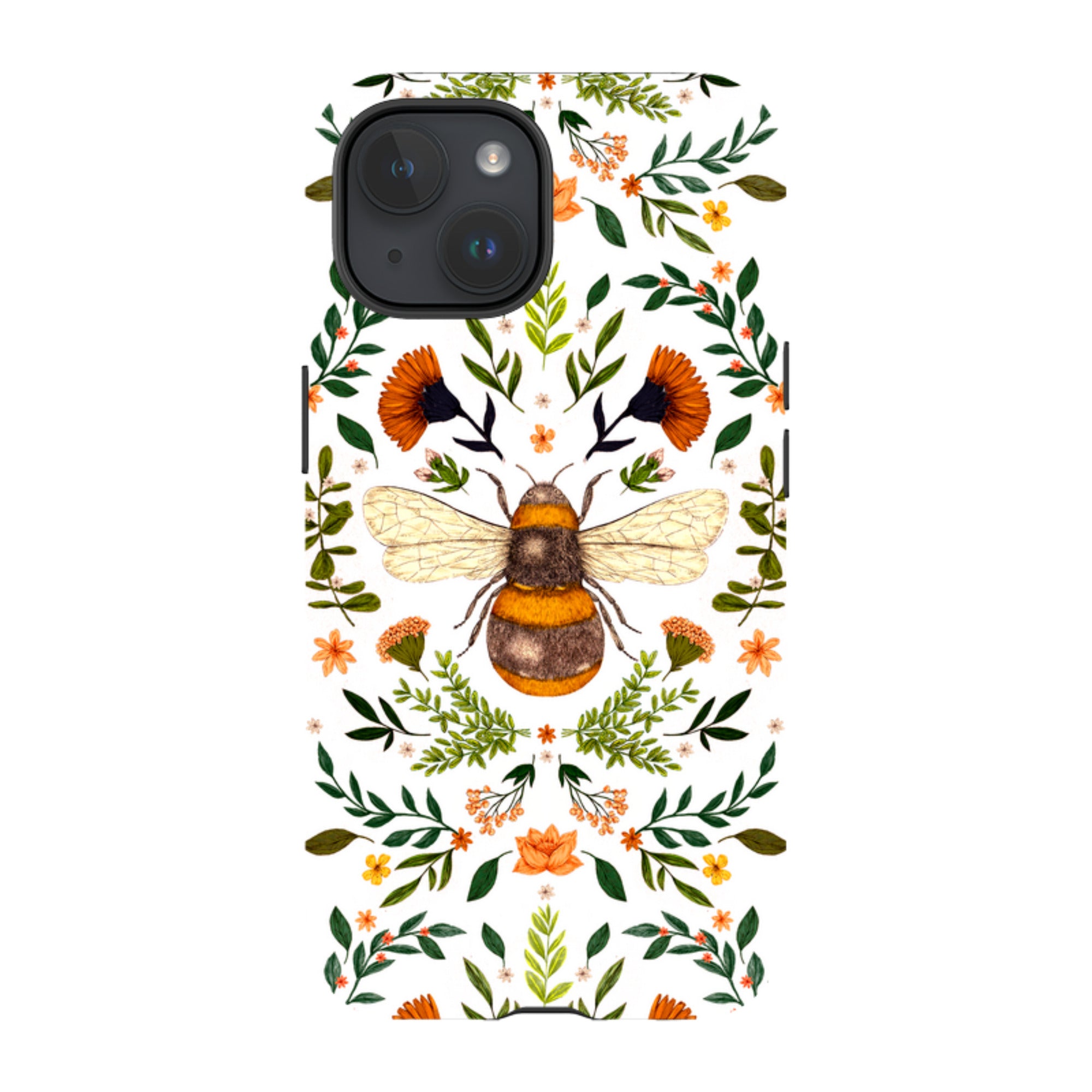 iPhone MagSafe Tough Case -  Botanical Bee White By Jade Mosinski
