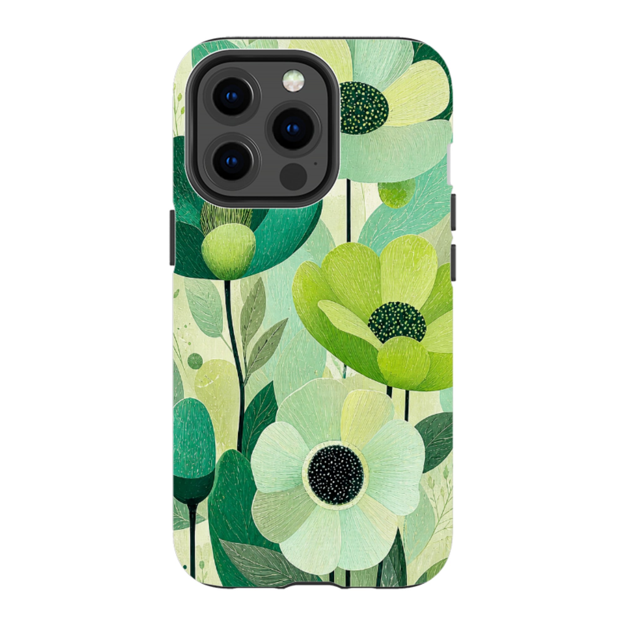 iPhone Tough Case - Mint Woodgrain Floral