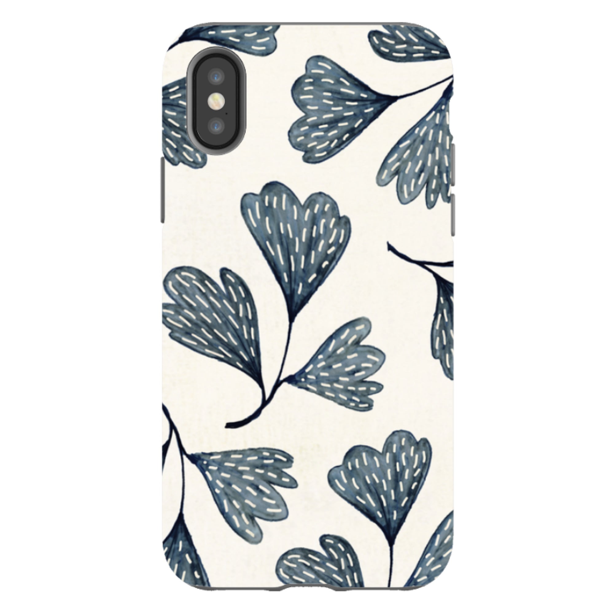 iPhone Tough Case - Indigo Leaves By Katherine Quinn