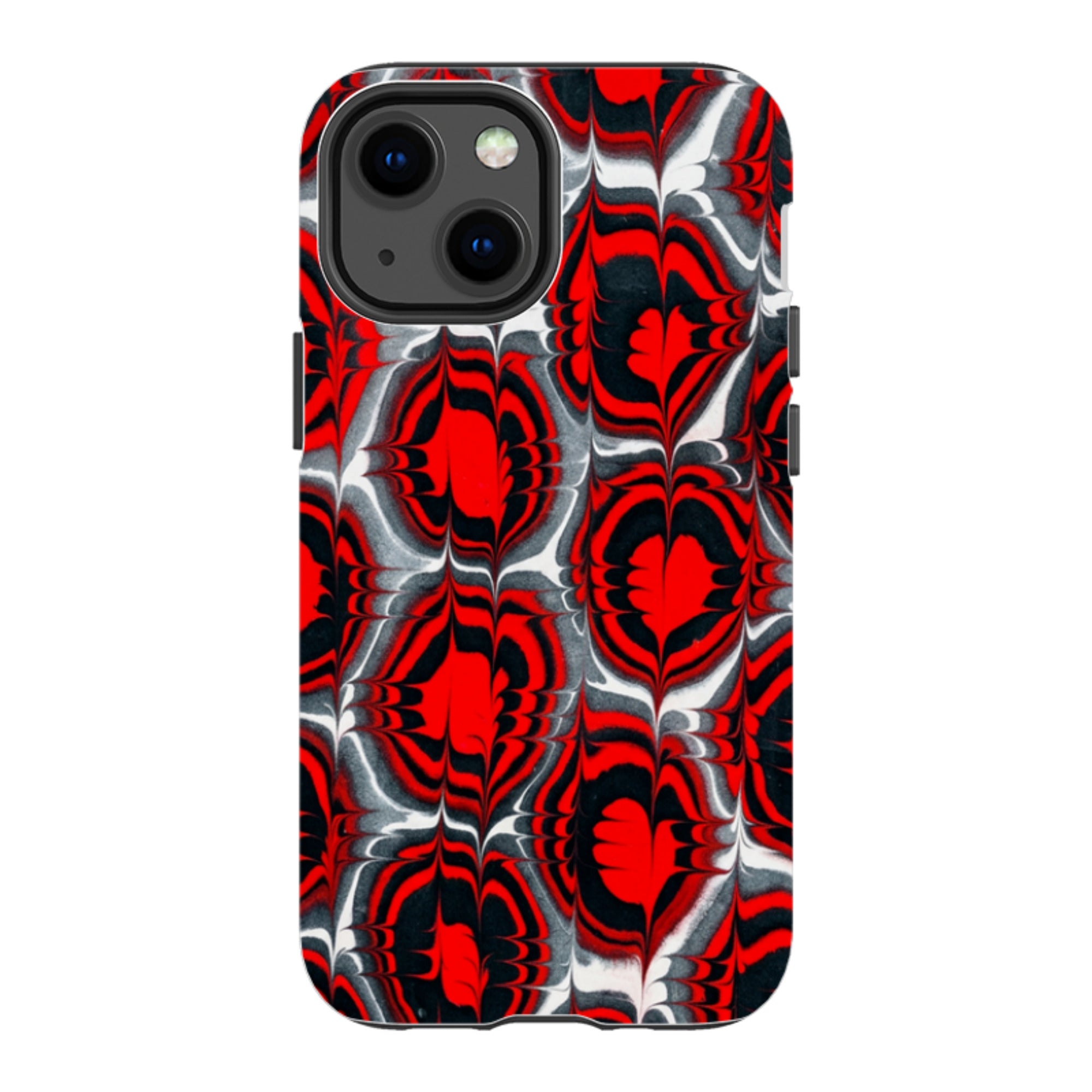 iPhone Tough Case - Red & Black Marble