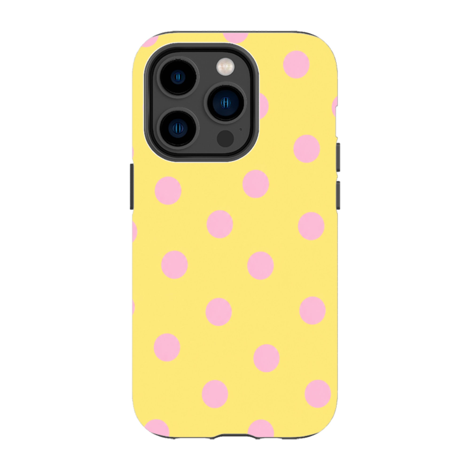 iPhone Tough Case - Yellow & Pink Polka Dot