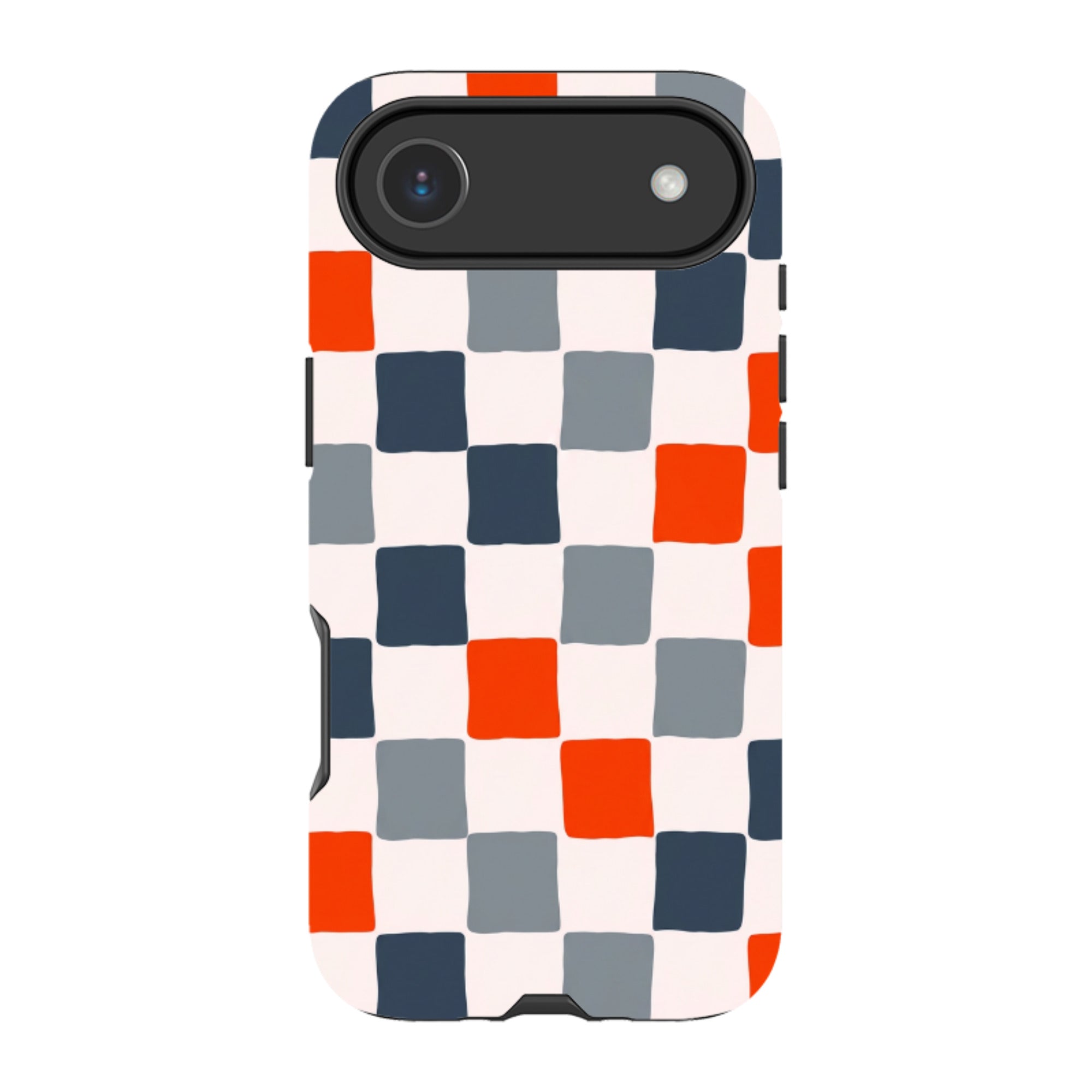 iPhone Tough Case - Orange & Navy Checkerboard