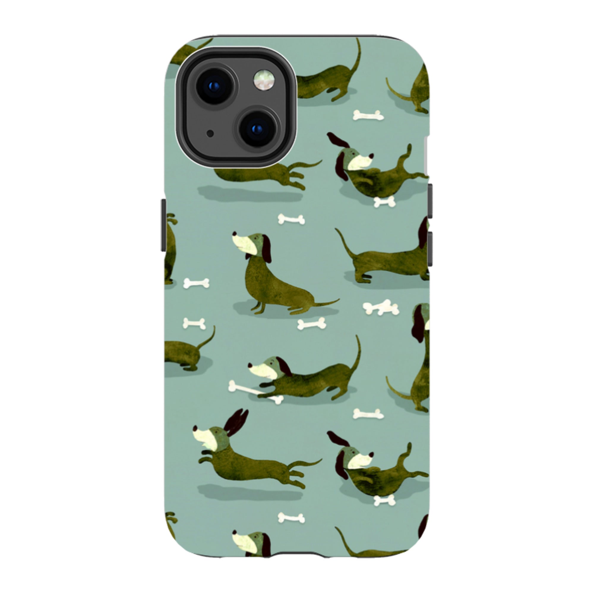 iPhone MagSafe Tough Case -  Dash Dogs Green By Katherine Quinn