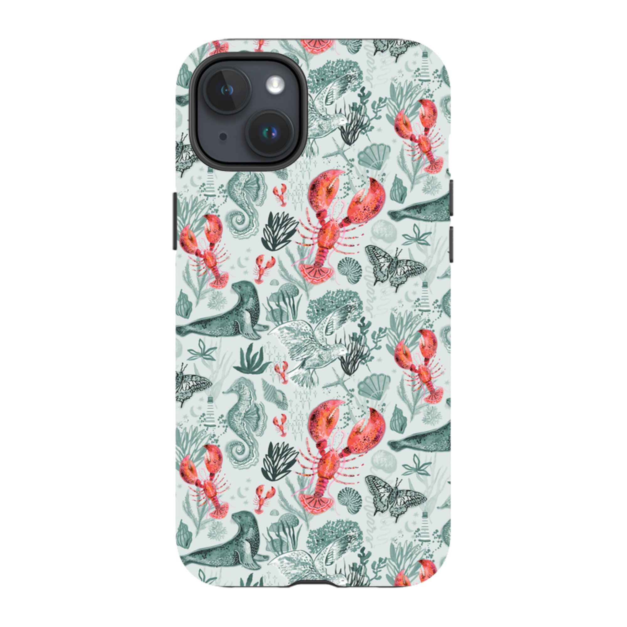 iPhone MagSafe Tough Case - Teal Seals and Lovely Lobsters By Emma Frances Grant