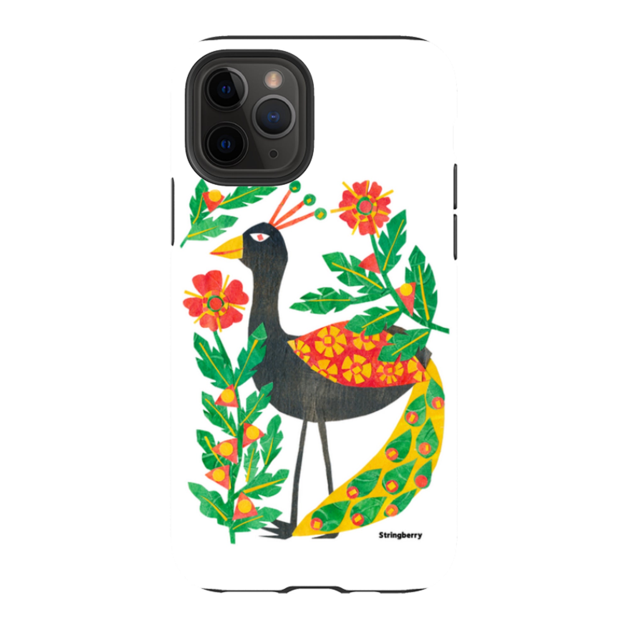 iPhone Tough Case - Folk Floral Peahen By Tracey English