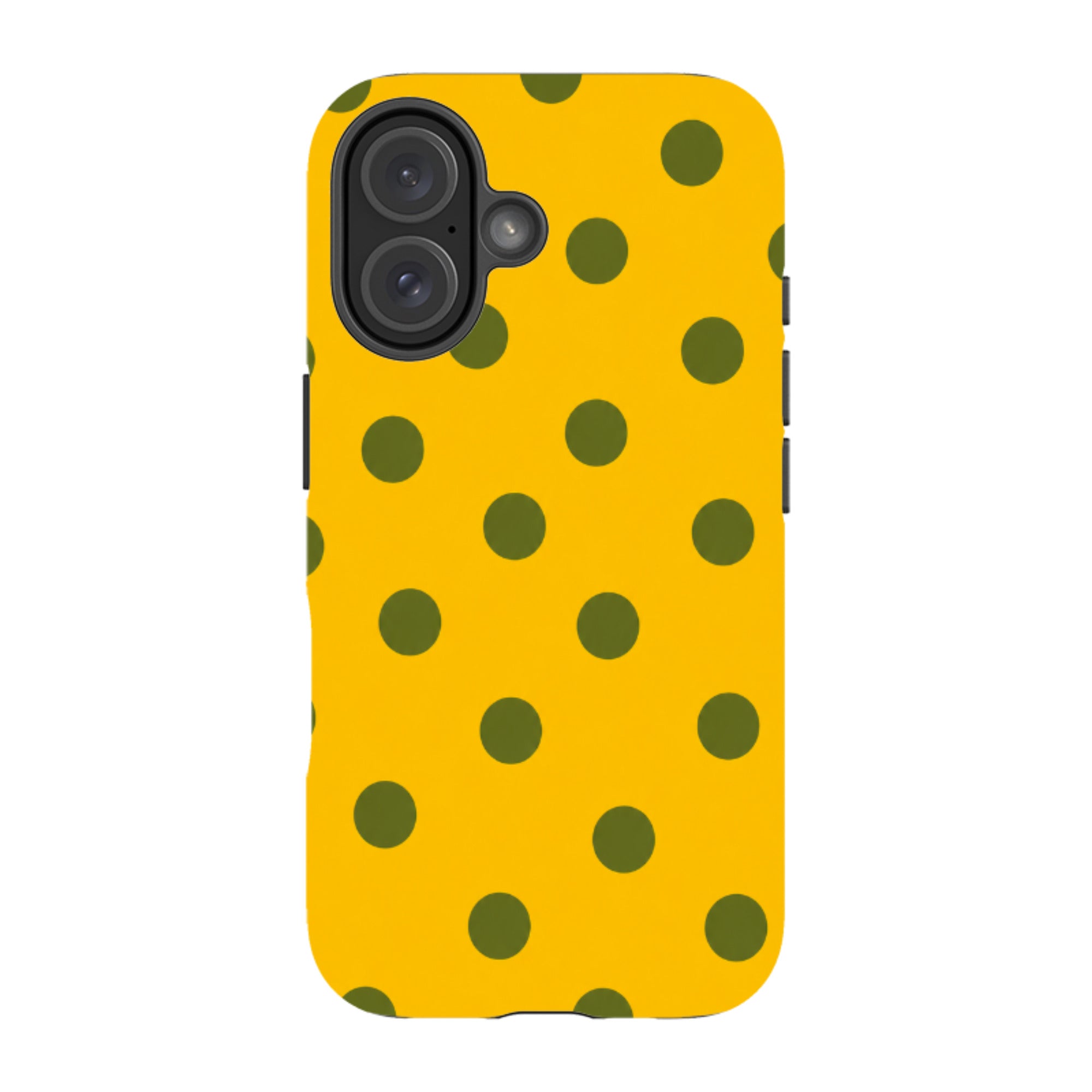 iPhone Tough Case - Mustard Yellow & Olive Green Polka Dot