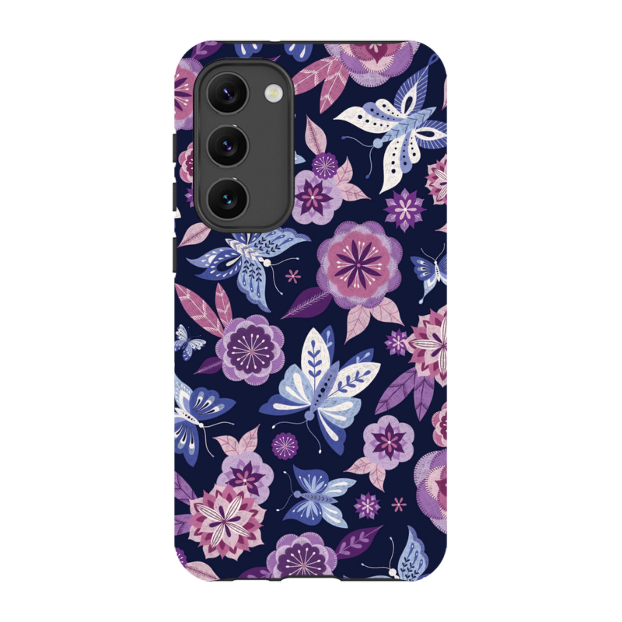 Samsung Tough Case - Butterfly Blooms Navy By Jenny Zemanek