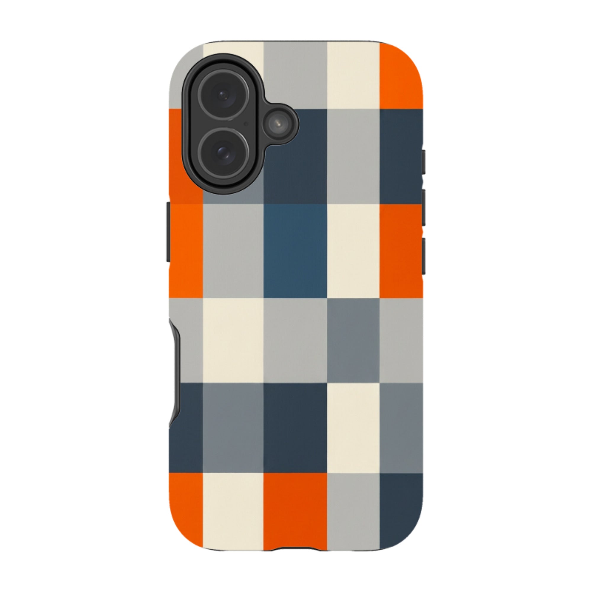 iPhone Tough Case - Navy Blue & Orange Plaid
