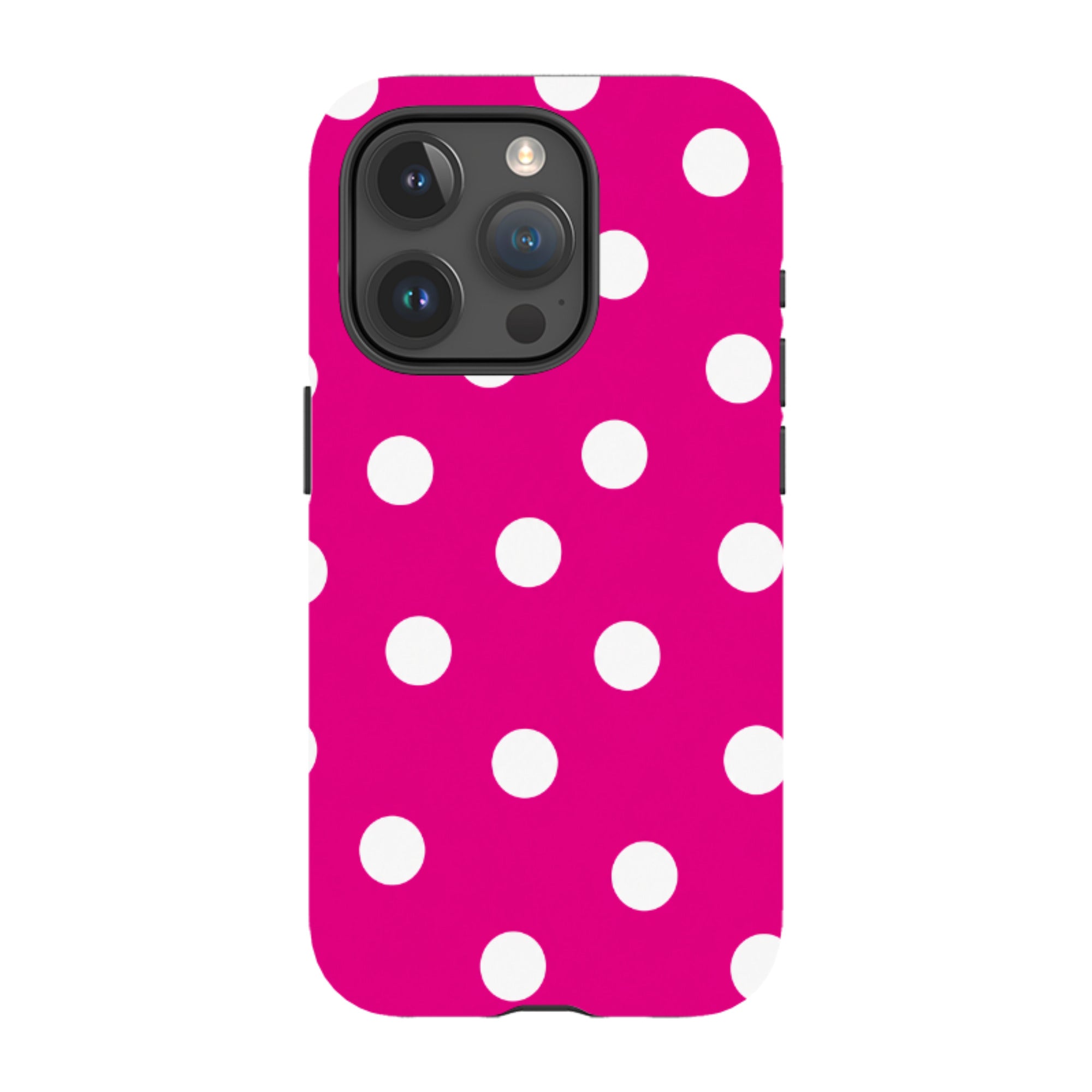 iPhone Tough Case - Hot Pink & White Polka Dot