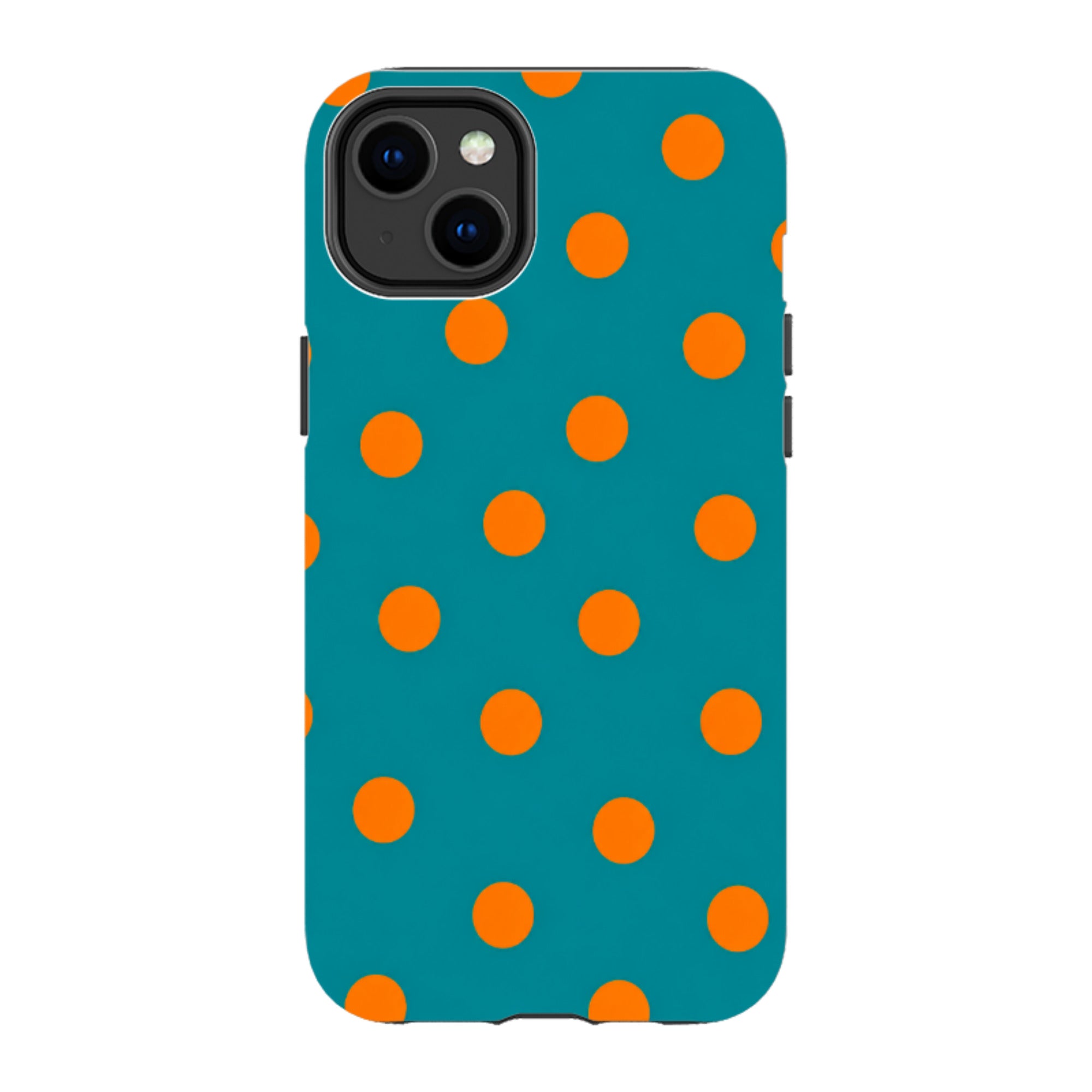 iPhone Tough Case - Teal & Orange Polka Dot