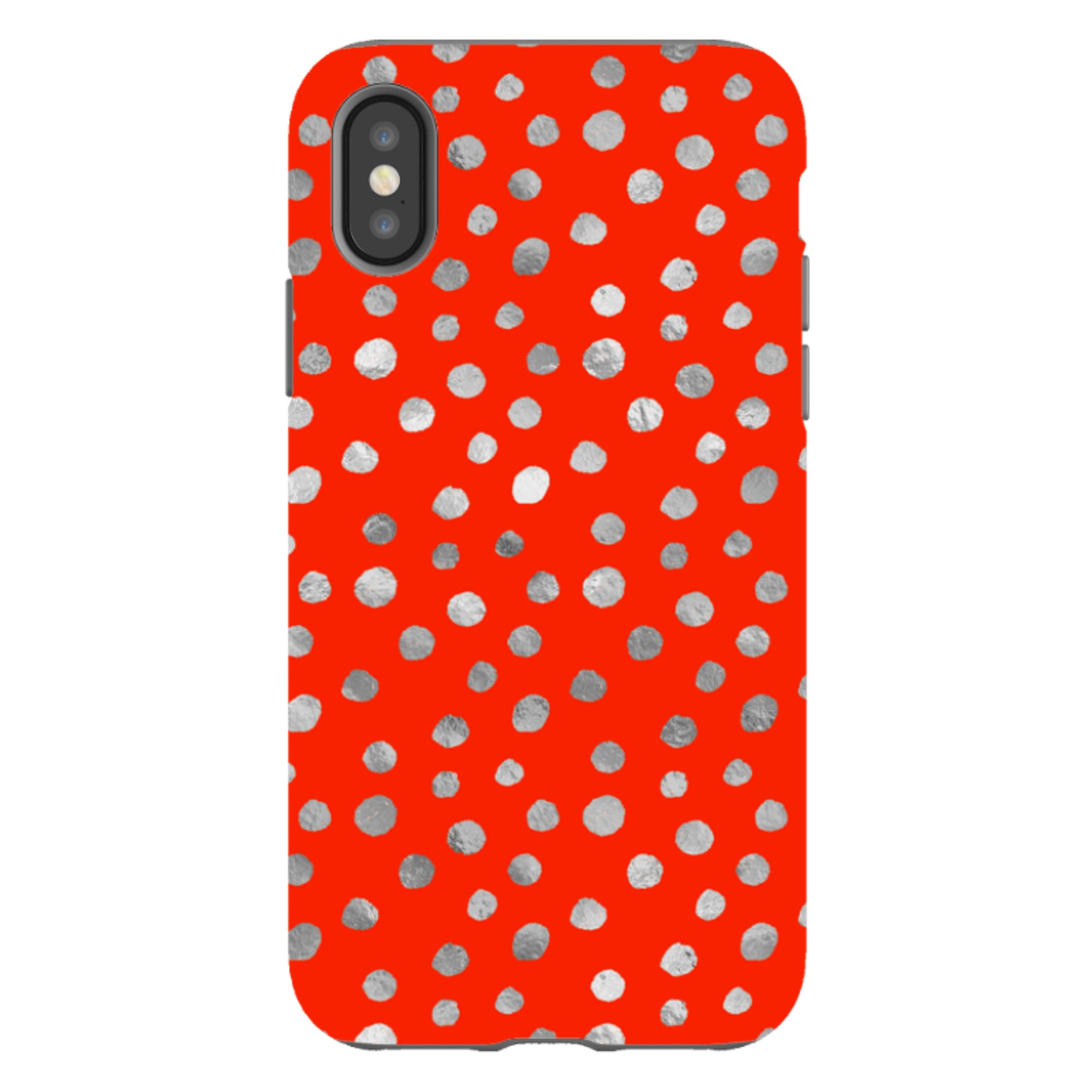 iPhone Tough Case - Red and Silver Dots