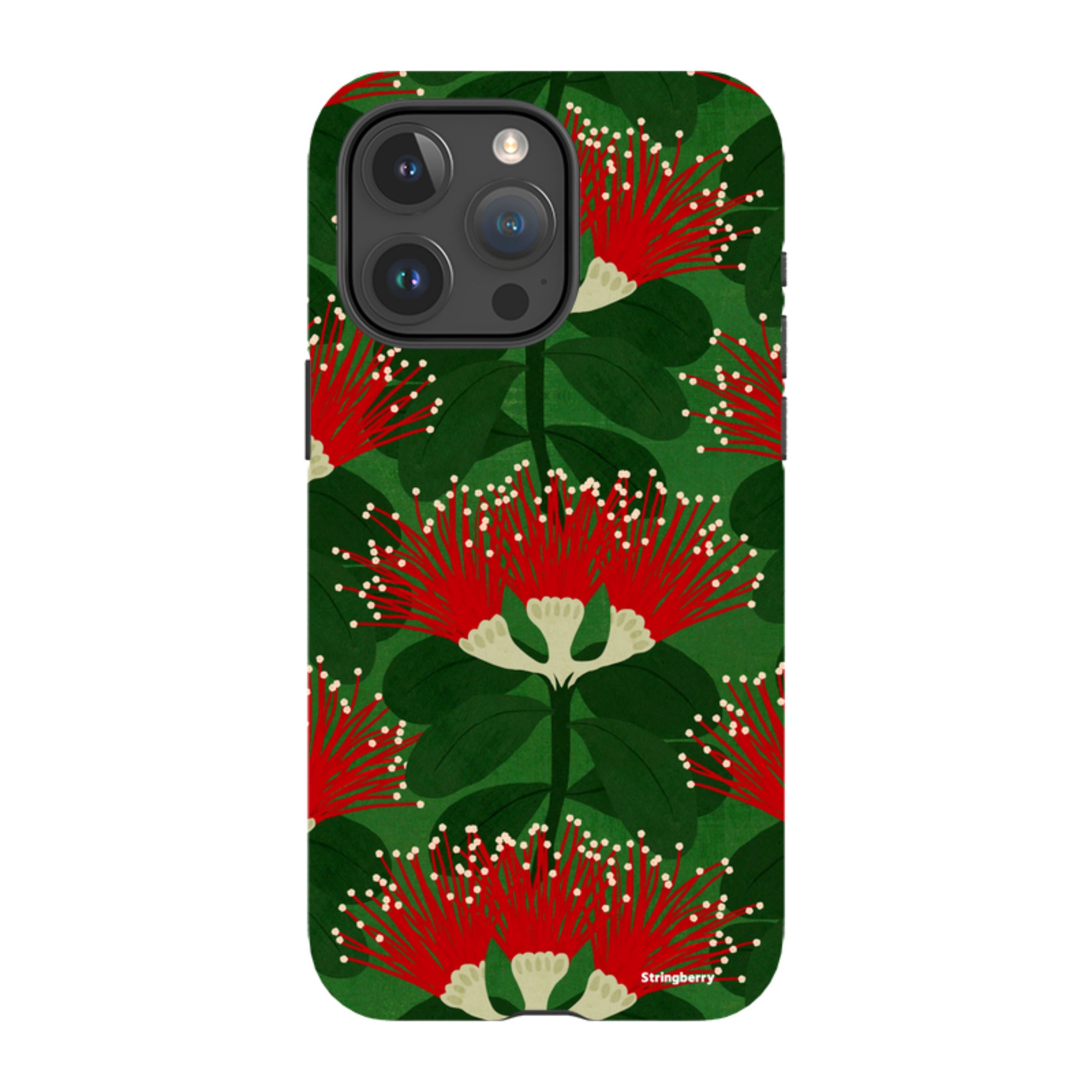iPhone MagSafe Tough Case - Pohutukawa Green and Red By Katherine Quinn