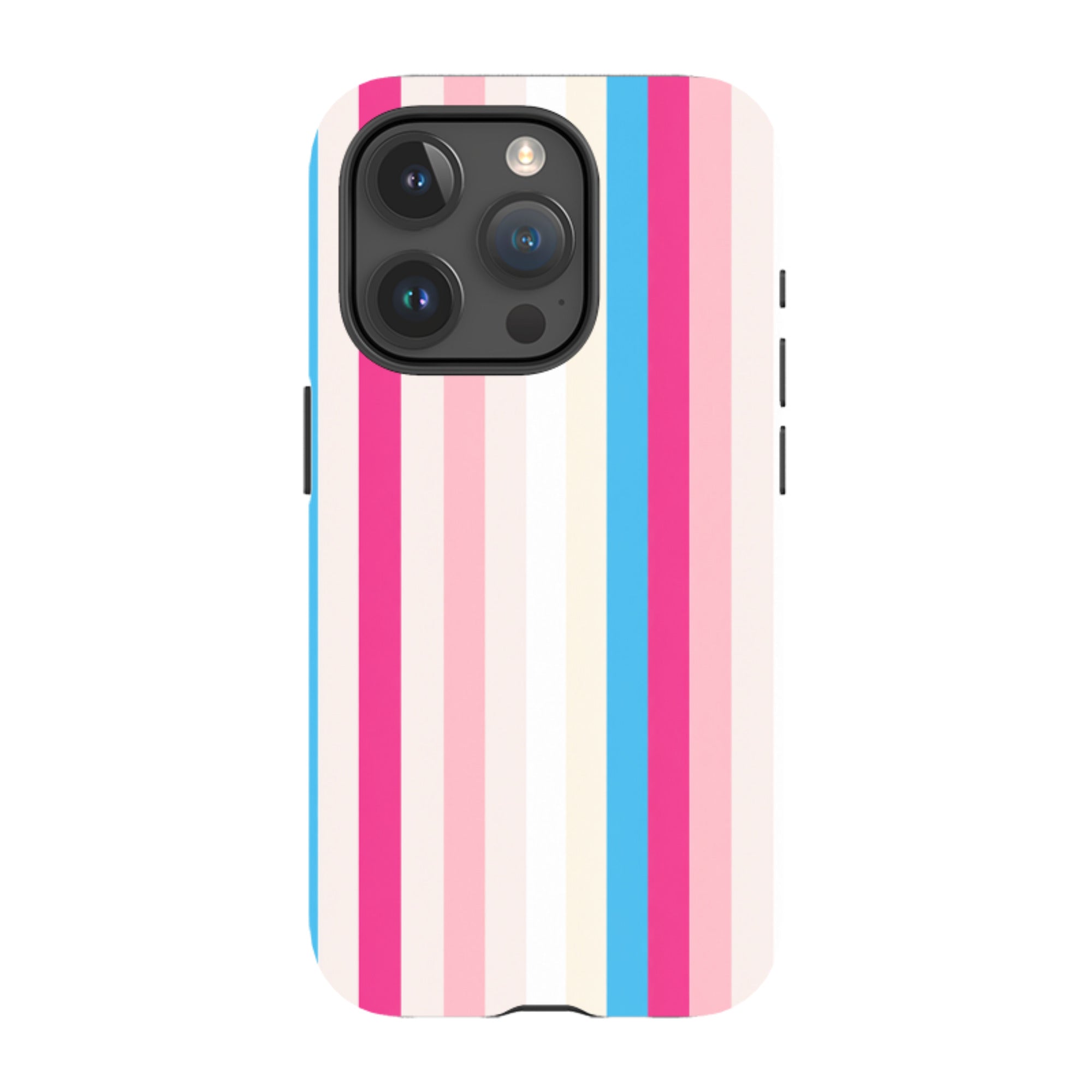 iPhone Tough Case - Pink, Blue & Cream Stripe