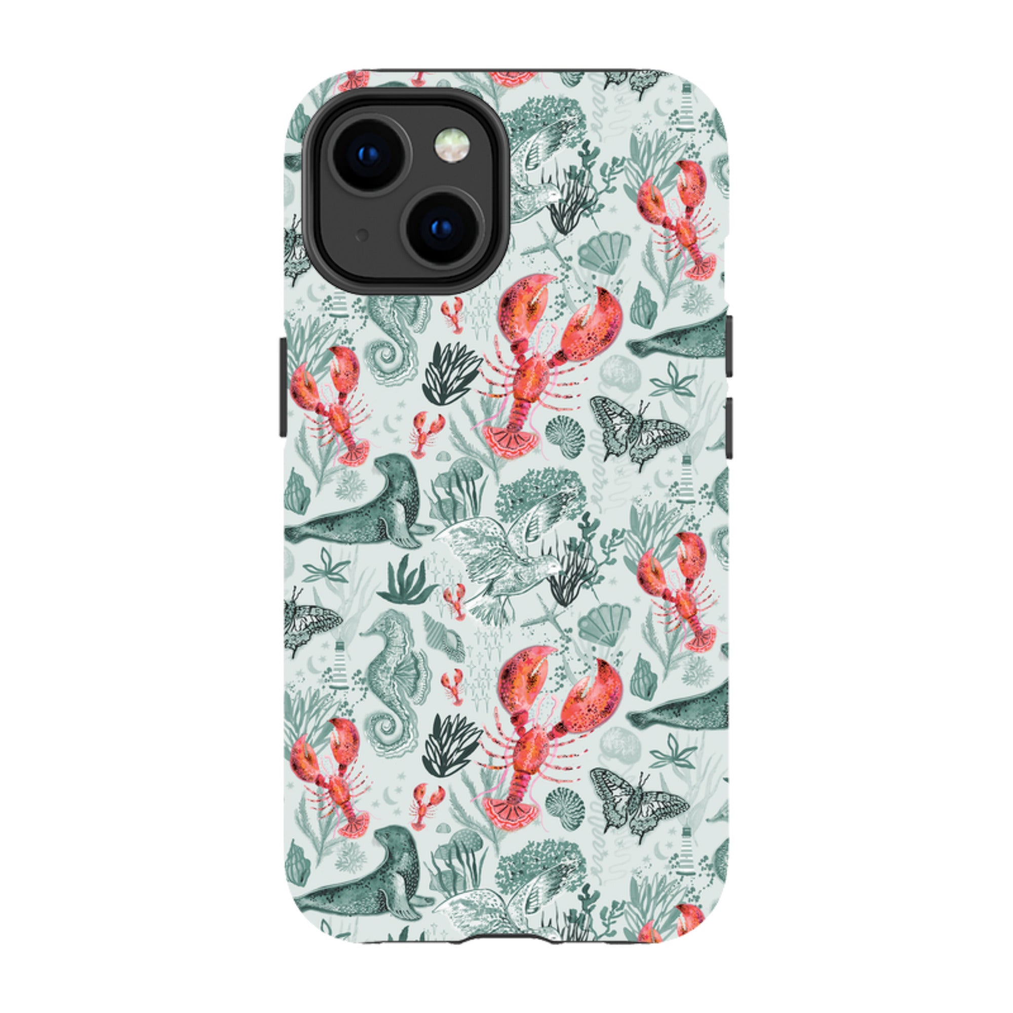 iPhone Case - Teal Seals and Lovely Lobsters By Emma Frances Grant