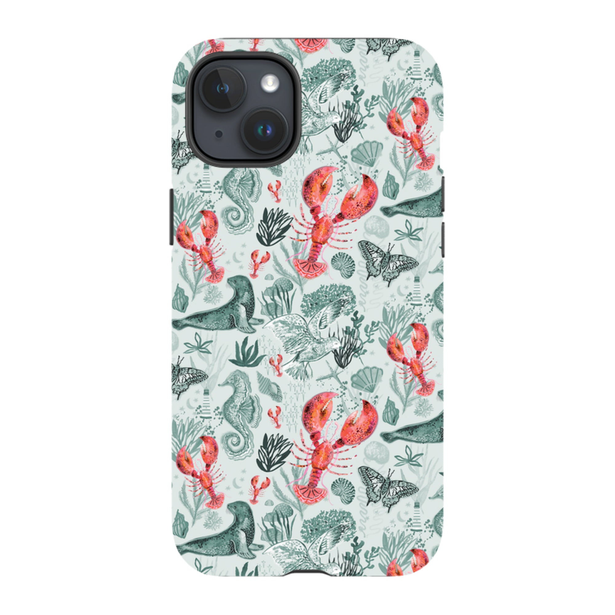 iPhone MagSafe Tough Case - Teal Seals and Lovely Lobsters By Emma Frances Grant