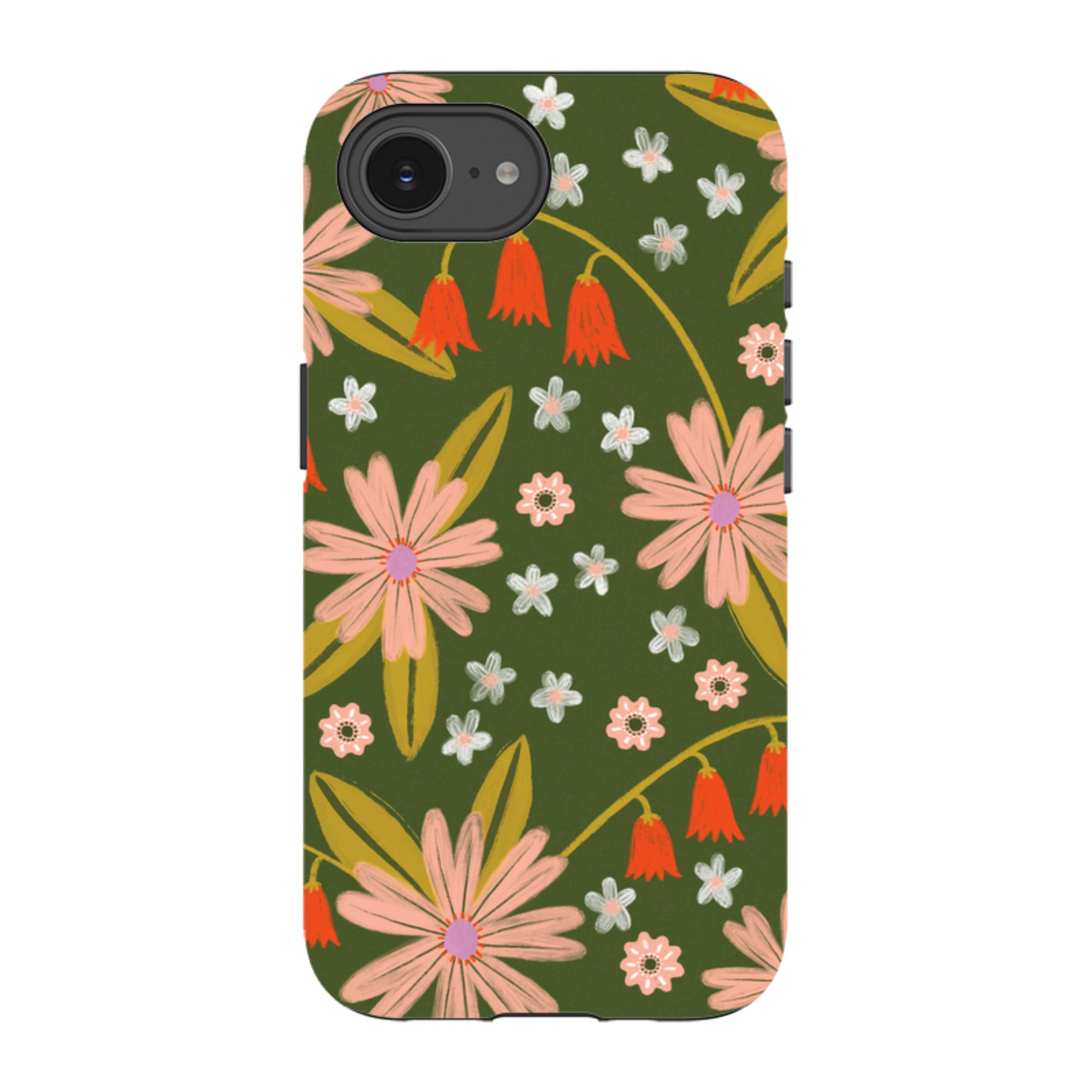 iPhone Tough Case - Red and Green Floral Pattern By Lee Foster Wilson