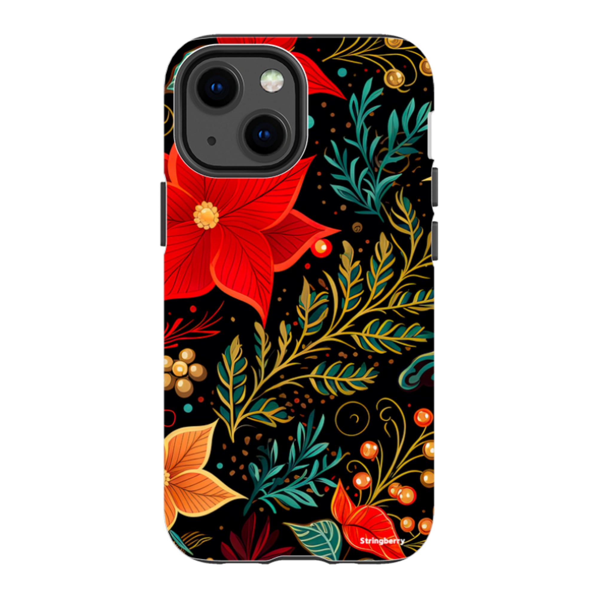 iPhone Tough Case - Red Winter Floral II