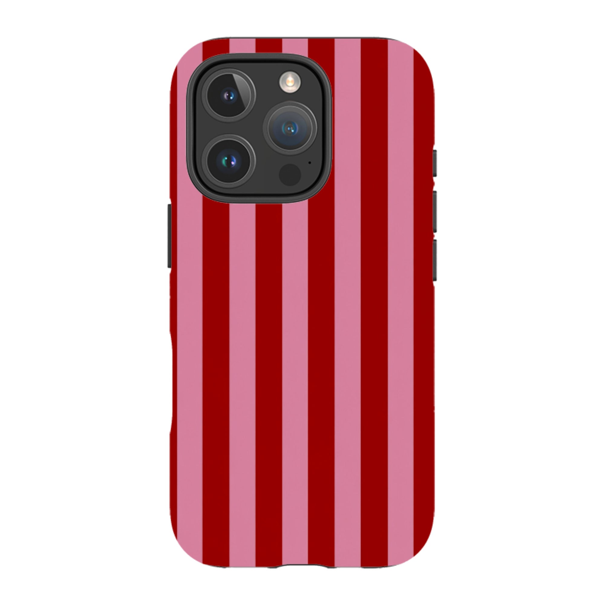 iPhone Tough Case - Burgundy & Pink Stripe