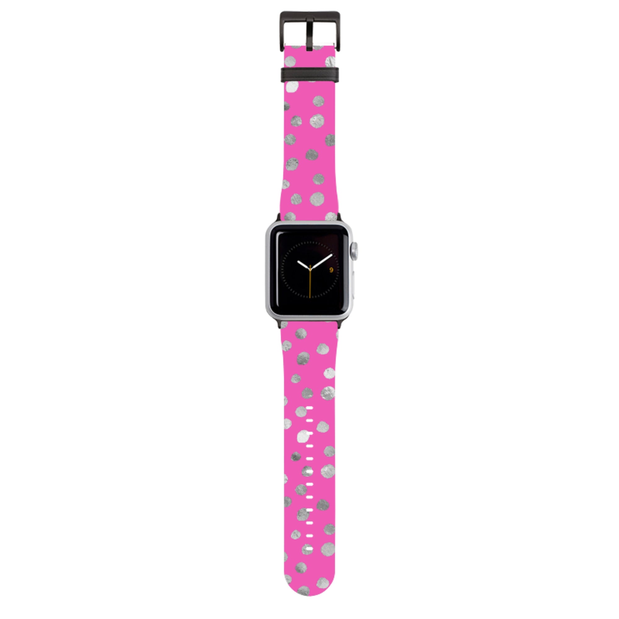 Pink and Silver Dots Apple Watch Strap