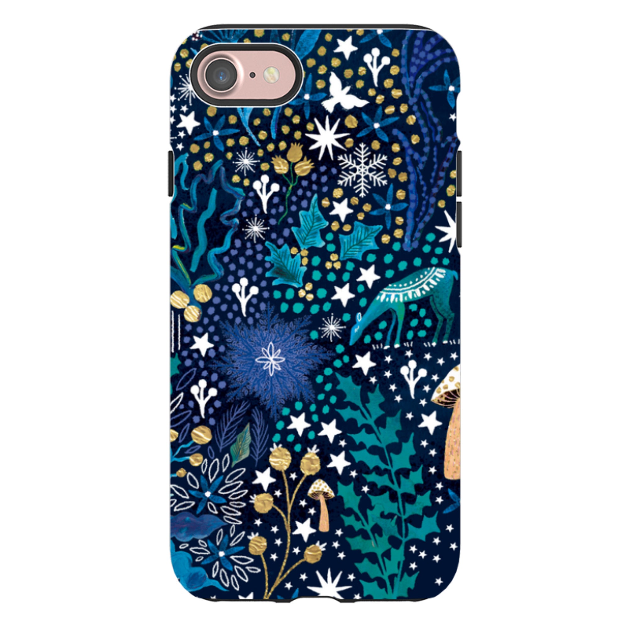 iPhone Tough Case - Winter Flowers Teal By Emma Frances Grant