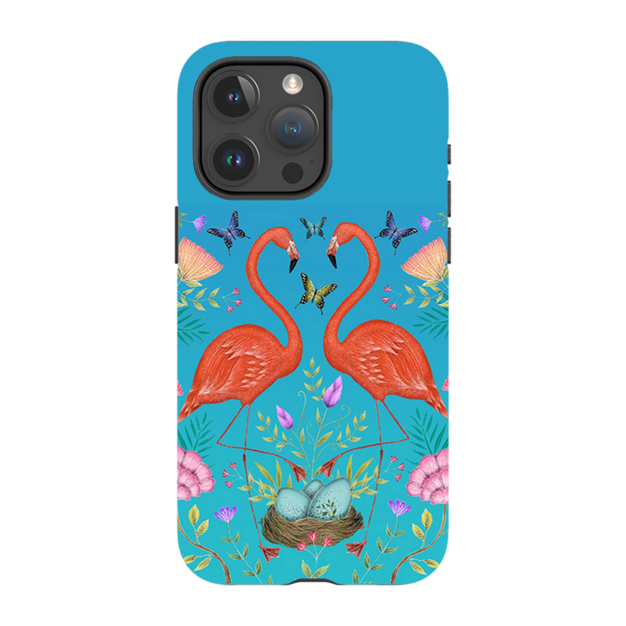 iPhone MagSafe Tough Case -  Flamingos and Flowers By Catherine Rowe