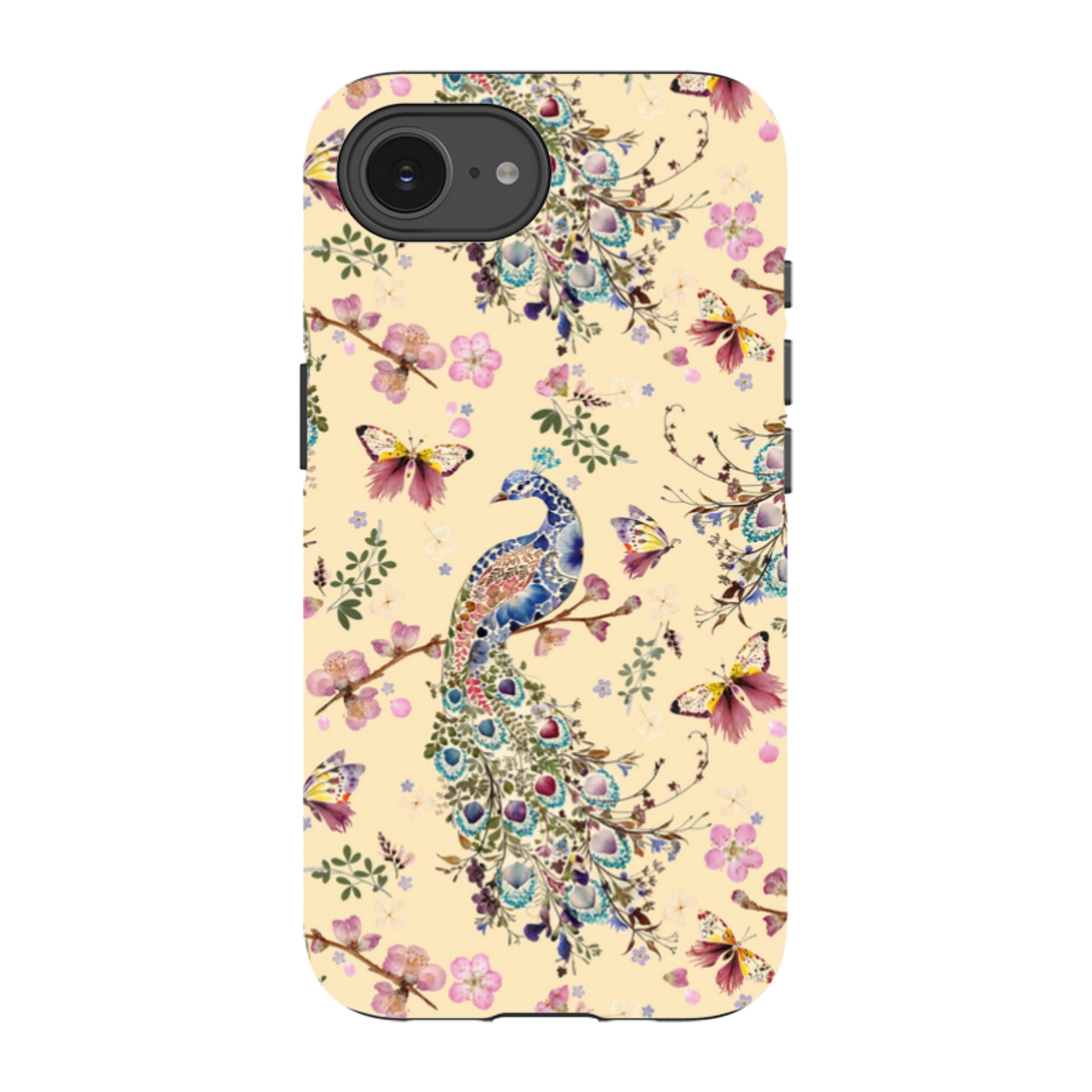 iPhone Tough Case - Peacock and Cherry Blossoms Lilly By Helen Ahpornsiri