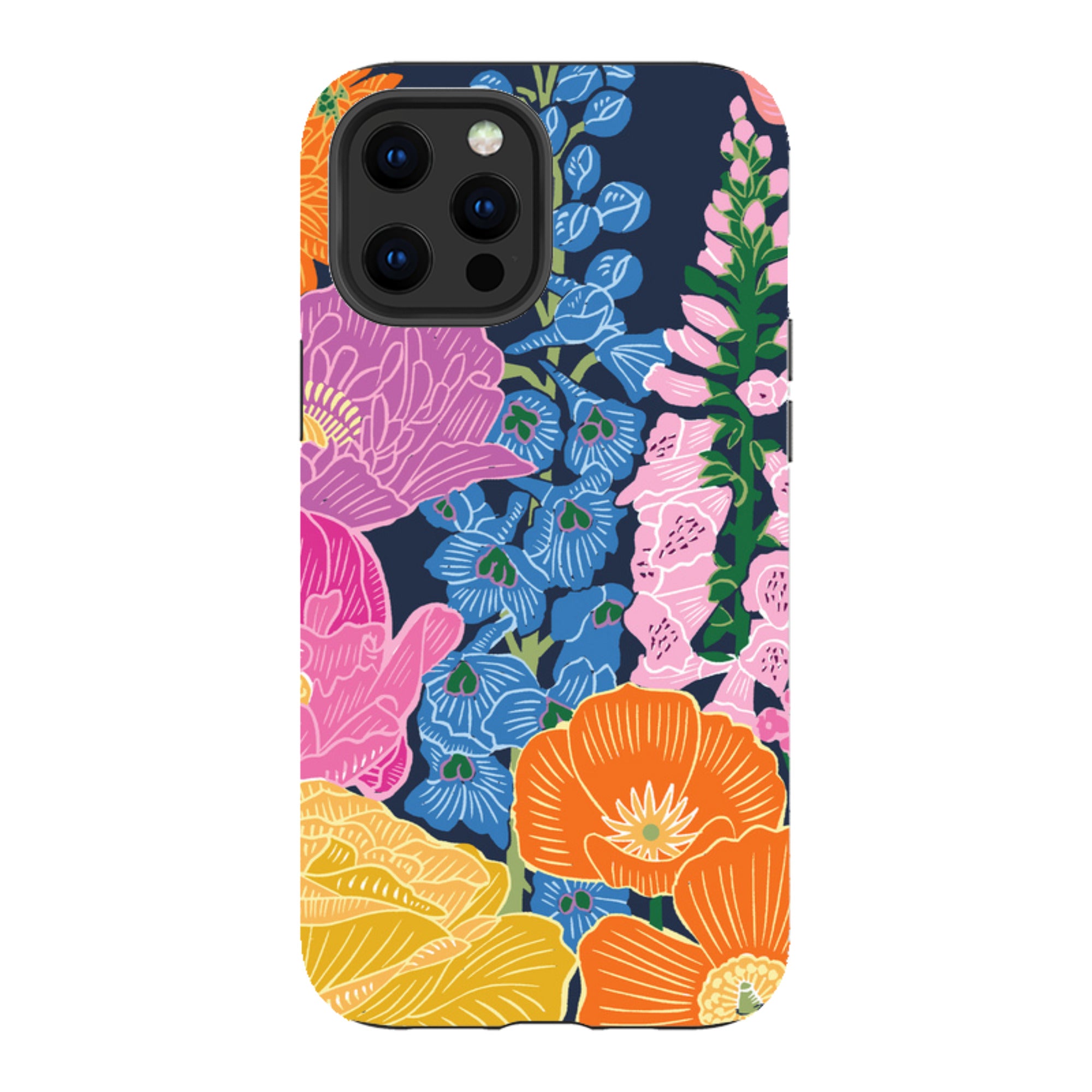 iPhone Tough Case - Flower Garden Navy By kate Heiss