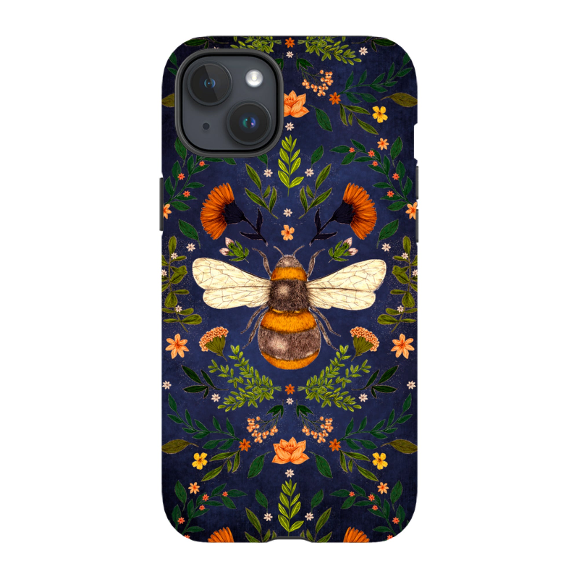 iPhone MagSafe Tough Case -  Botanical Bee Blue By Jade Mosinski